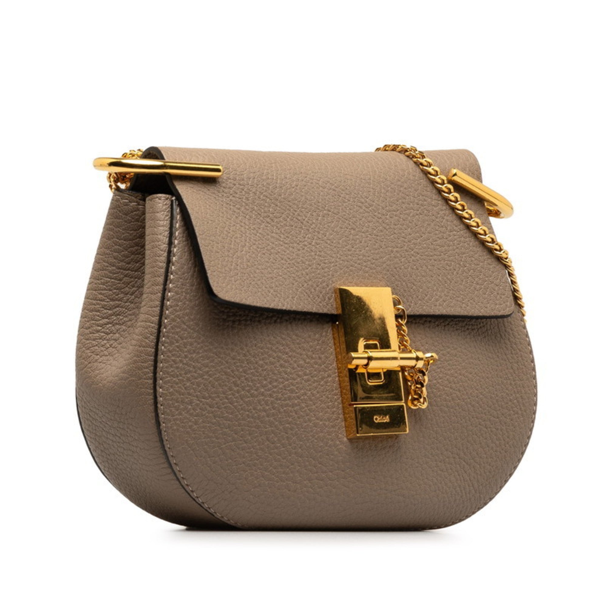 Chloé Beige Gold Leather Shoulder Bag (Pre-Owned)