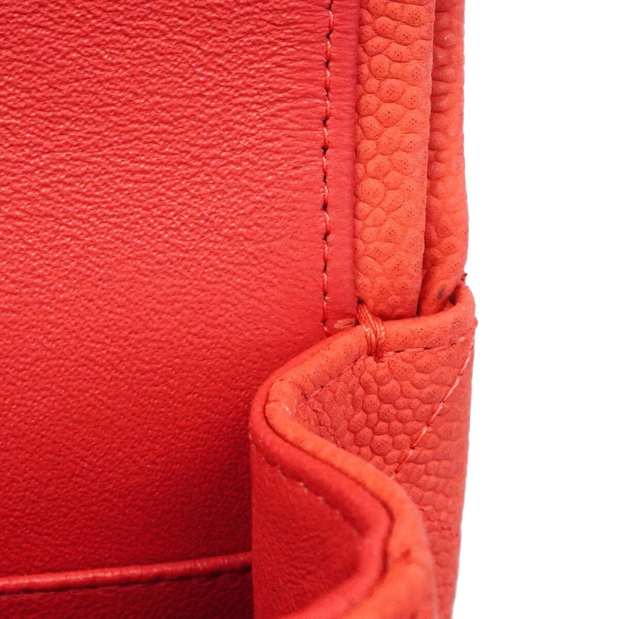 Chanel Red Color Grained Calfskin Shoulder Bag (Pre-Owned)