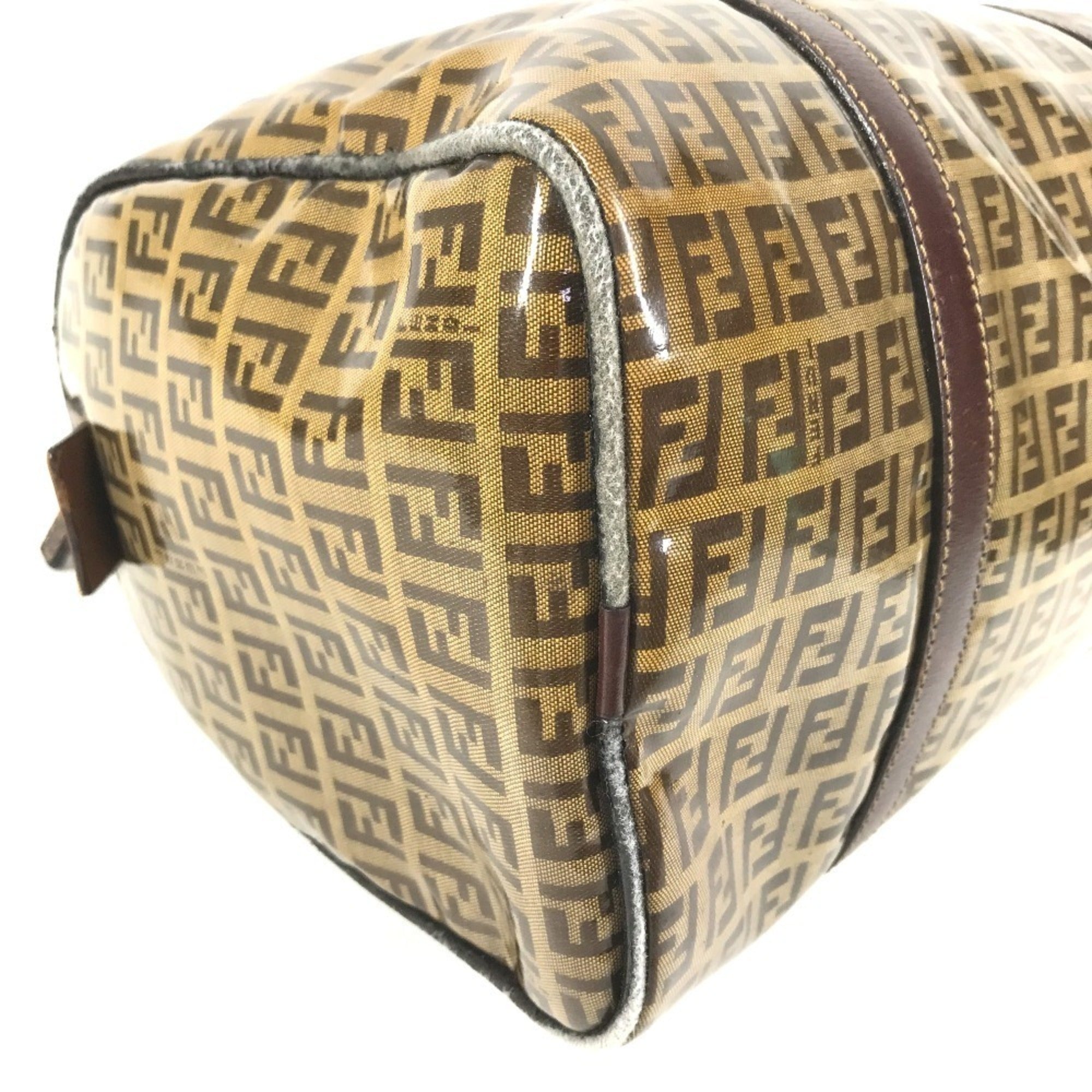Fendi Brown Zucca Boston Bag Handbag (Pre-Owned)