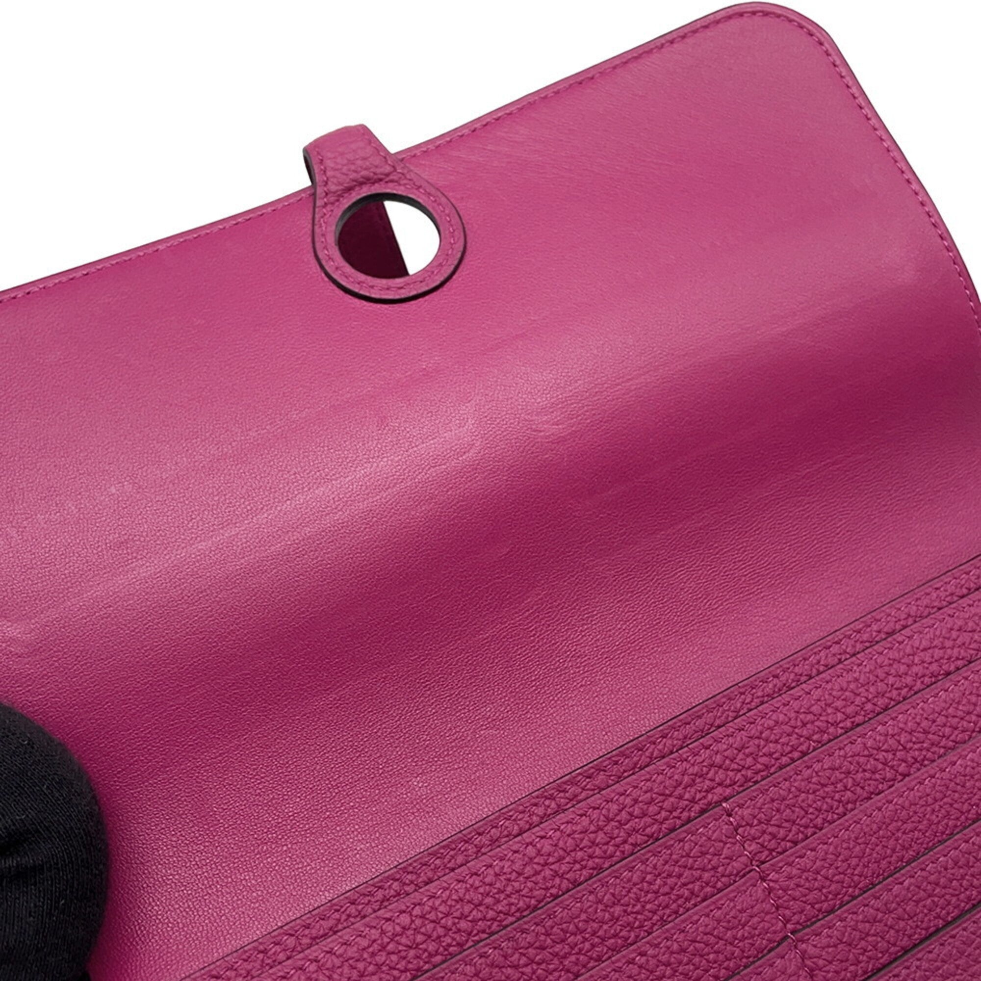 Hermes Kara Rose Purple Togo Leather Long Wallet (Bi-Fold) (Pre-Owned)
