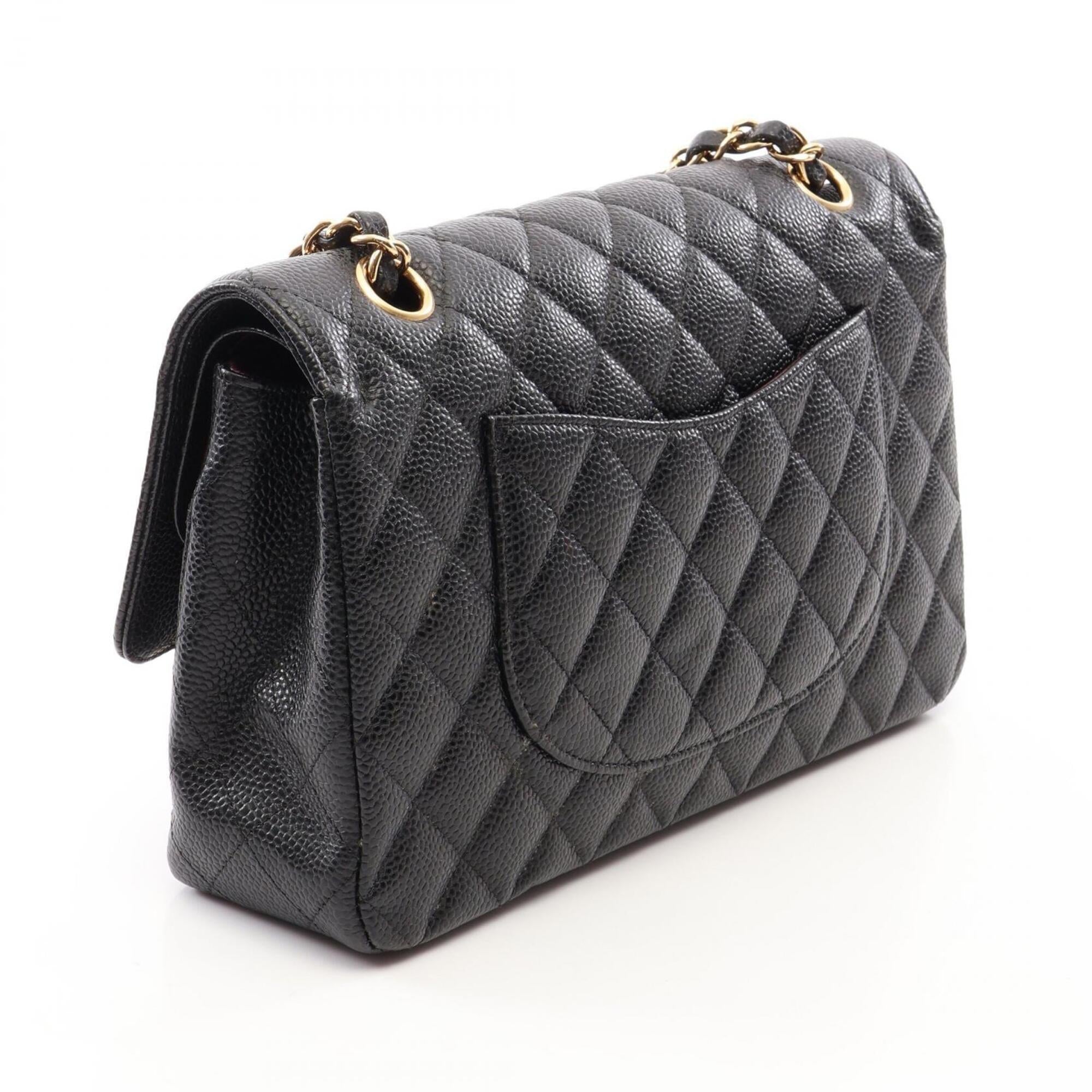 Chanel Black Grained Calfskin Handbag Shoulder Bag (Pre-Owned)