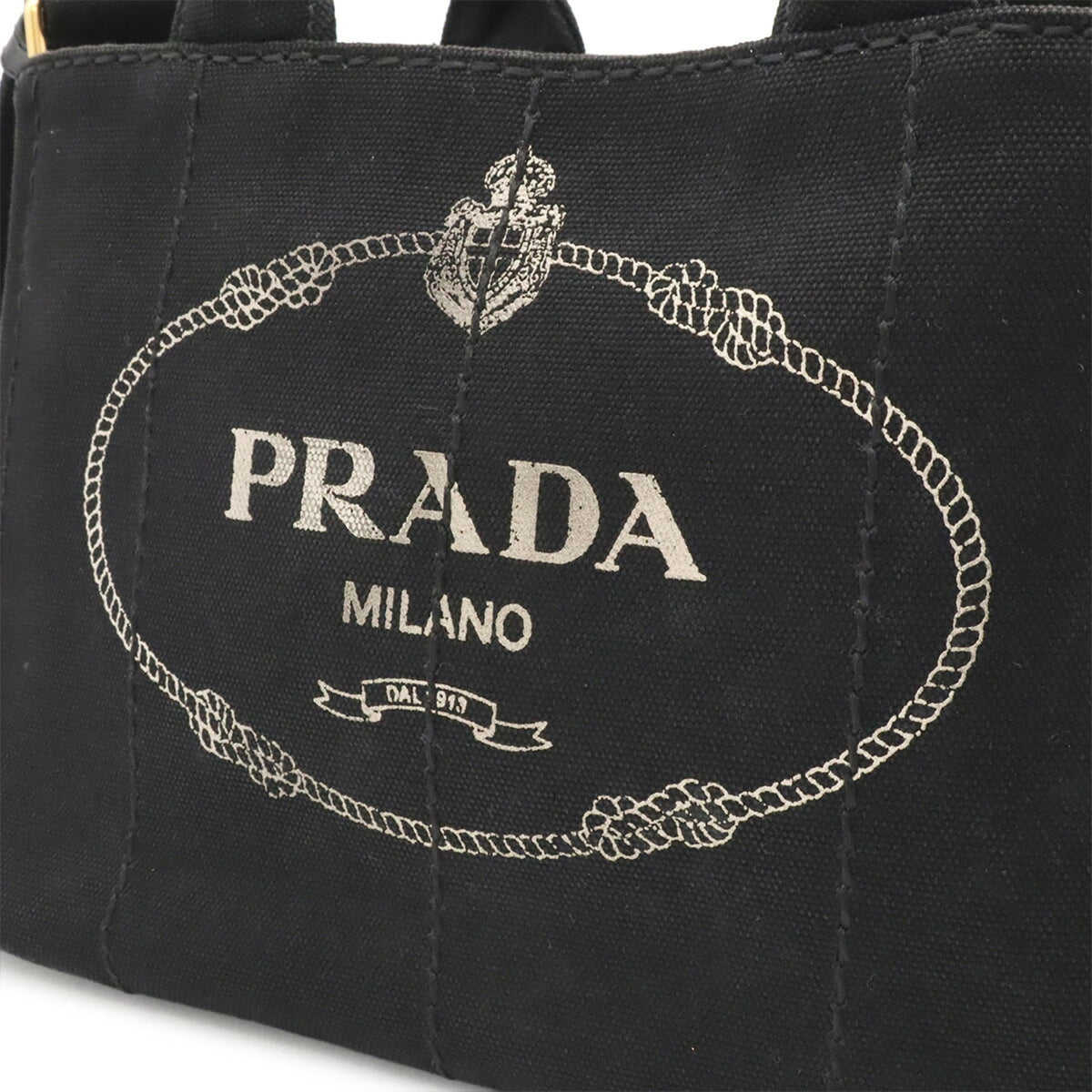 Prada Black Nero Canvas Handbag Shoulder Bag Tote Bag (Pre-Owned)