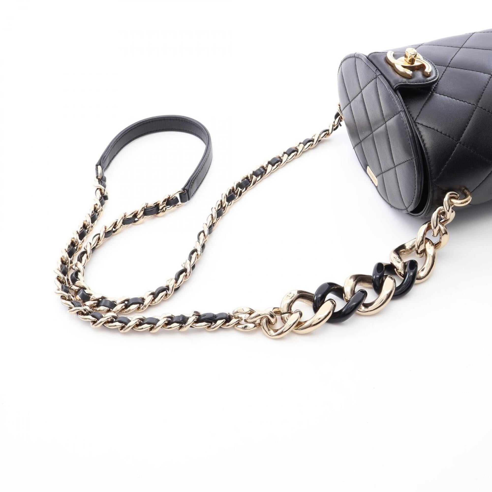 Chanel Black Leather Handbag Shoulder Bag (Pre-Owned)