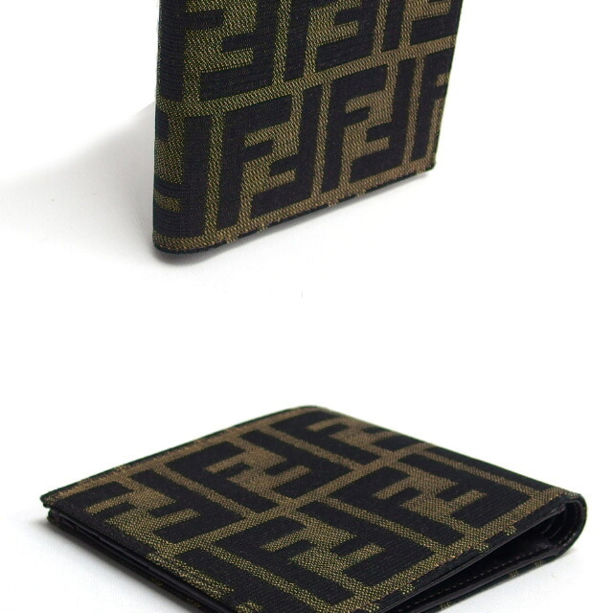 Fendi Zucca Dark Brown Khaki Jacquard Canvas Wallet (Bi-Fold) (Pre-Owned)