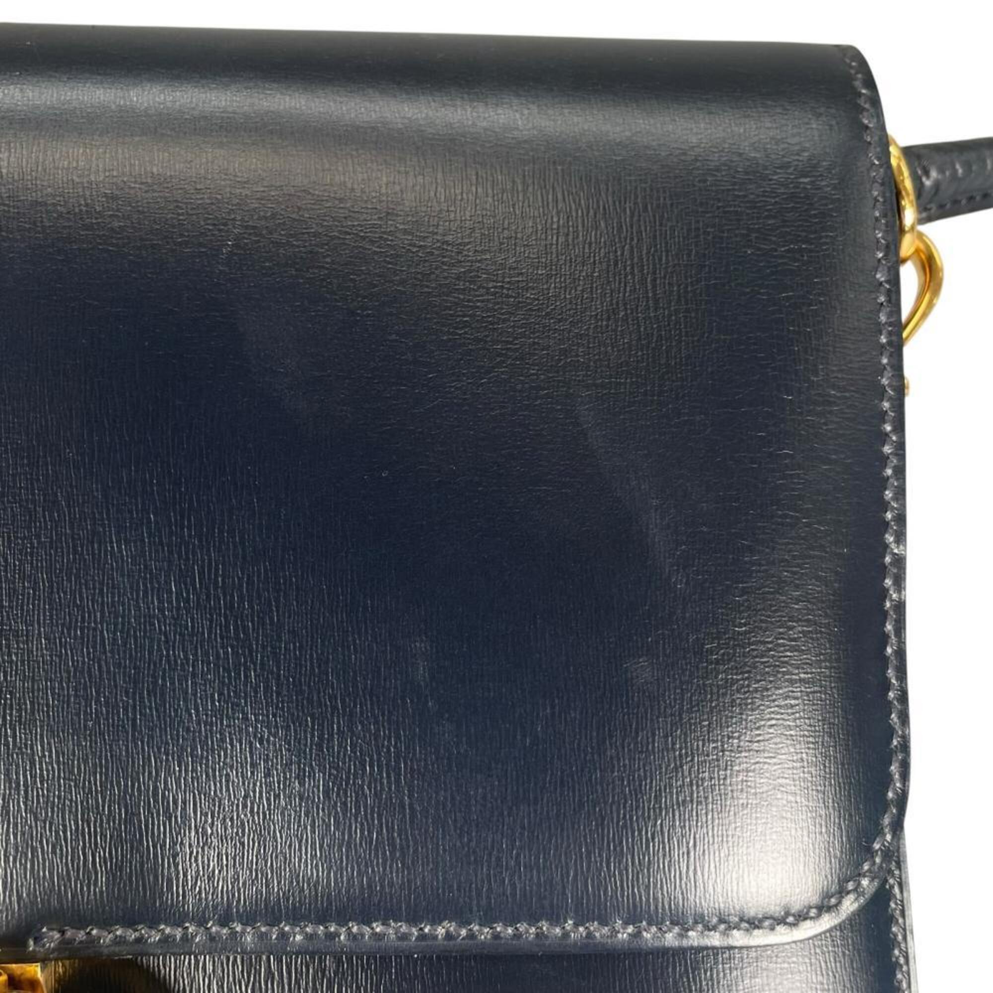 Hermes Blue Leather Shoulder Bag (Pre-Owned)