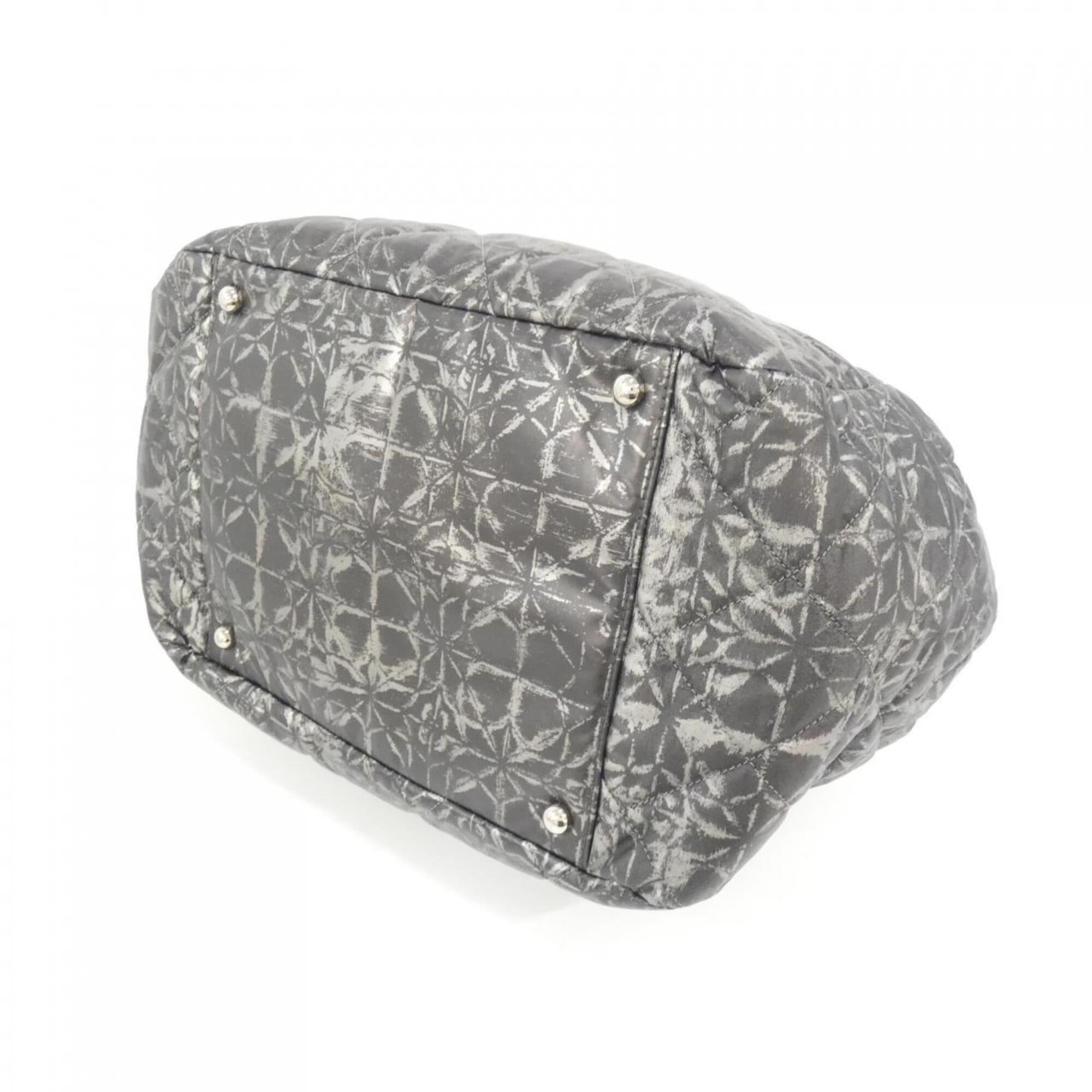 Chanel Black Silver Polyester Handbag (Pre-Owned)