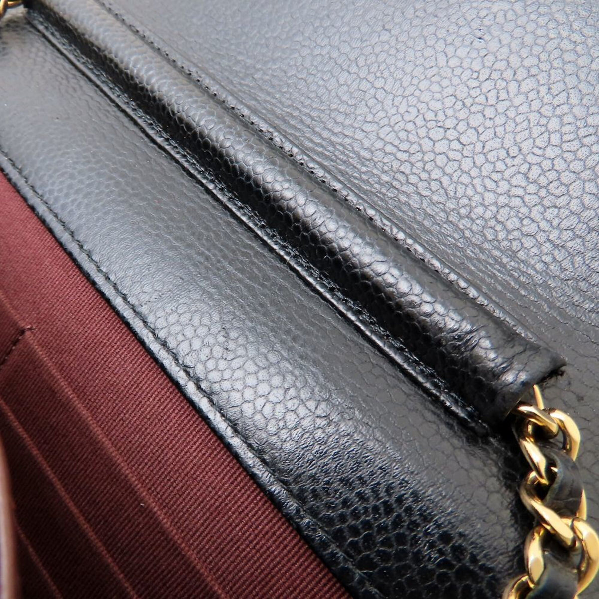 Chanel Black Grained Calfskin Chain/Shoulder Wallet (Pre-Owned)