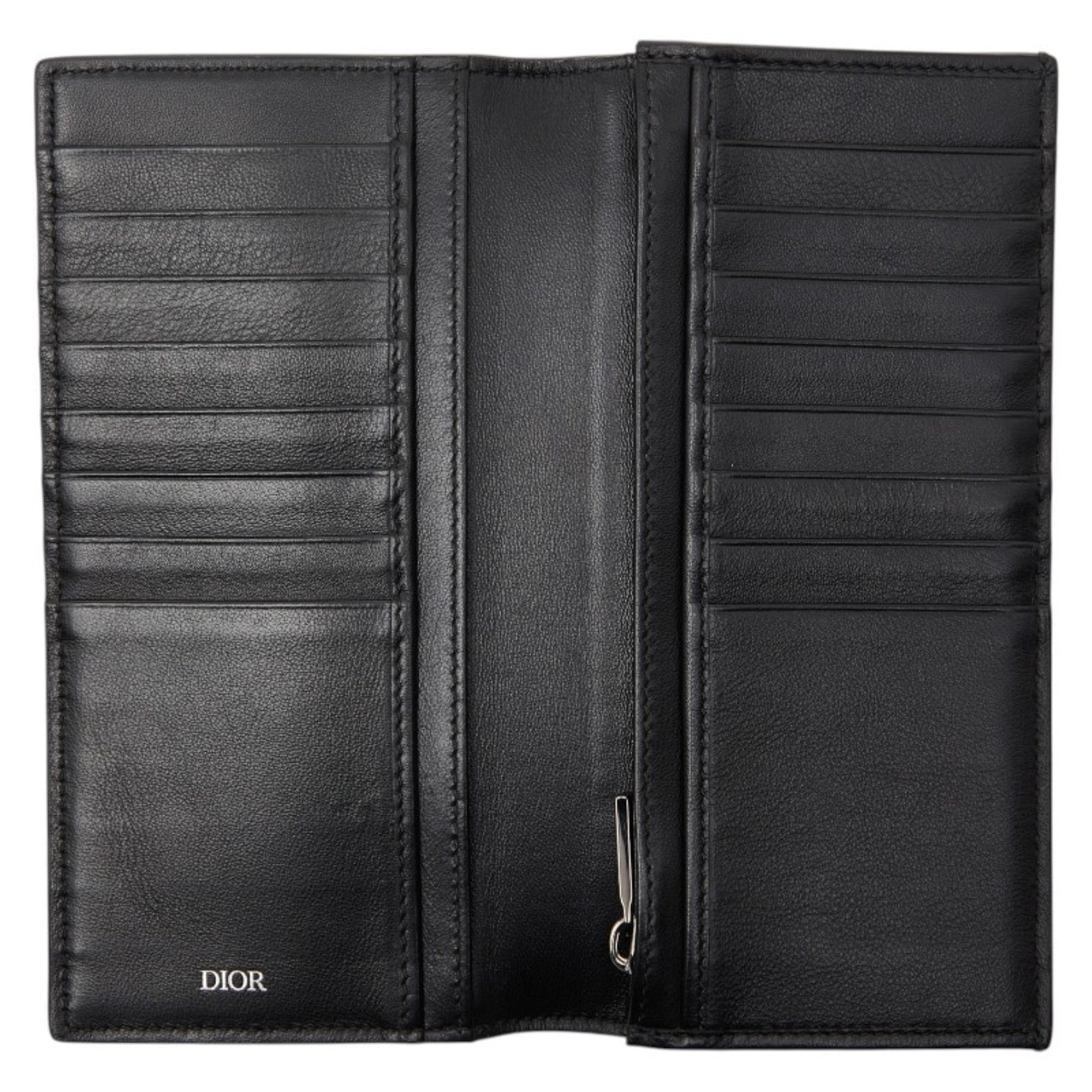 Christian Dior Black Navy Pvc Long Wallet (Bi-Fold) (Pre-Owned)