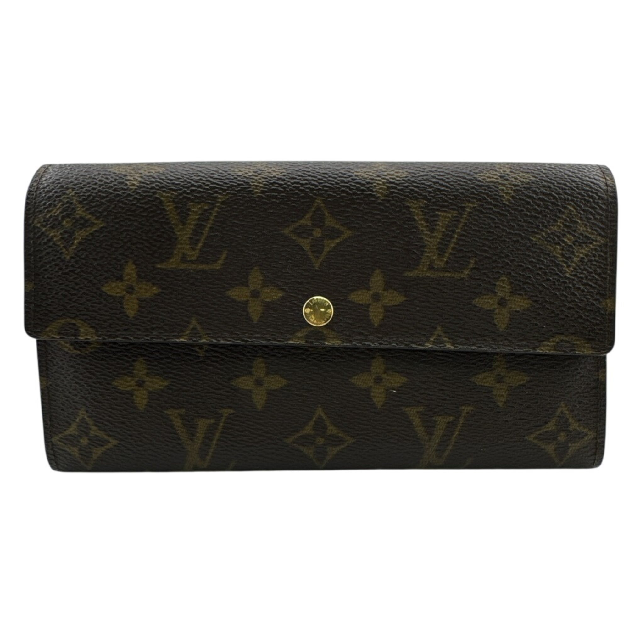 Louis Vuitton Monogram Brown Leather Long Wallet (Bi-Fold) (Pre-Owned)