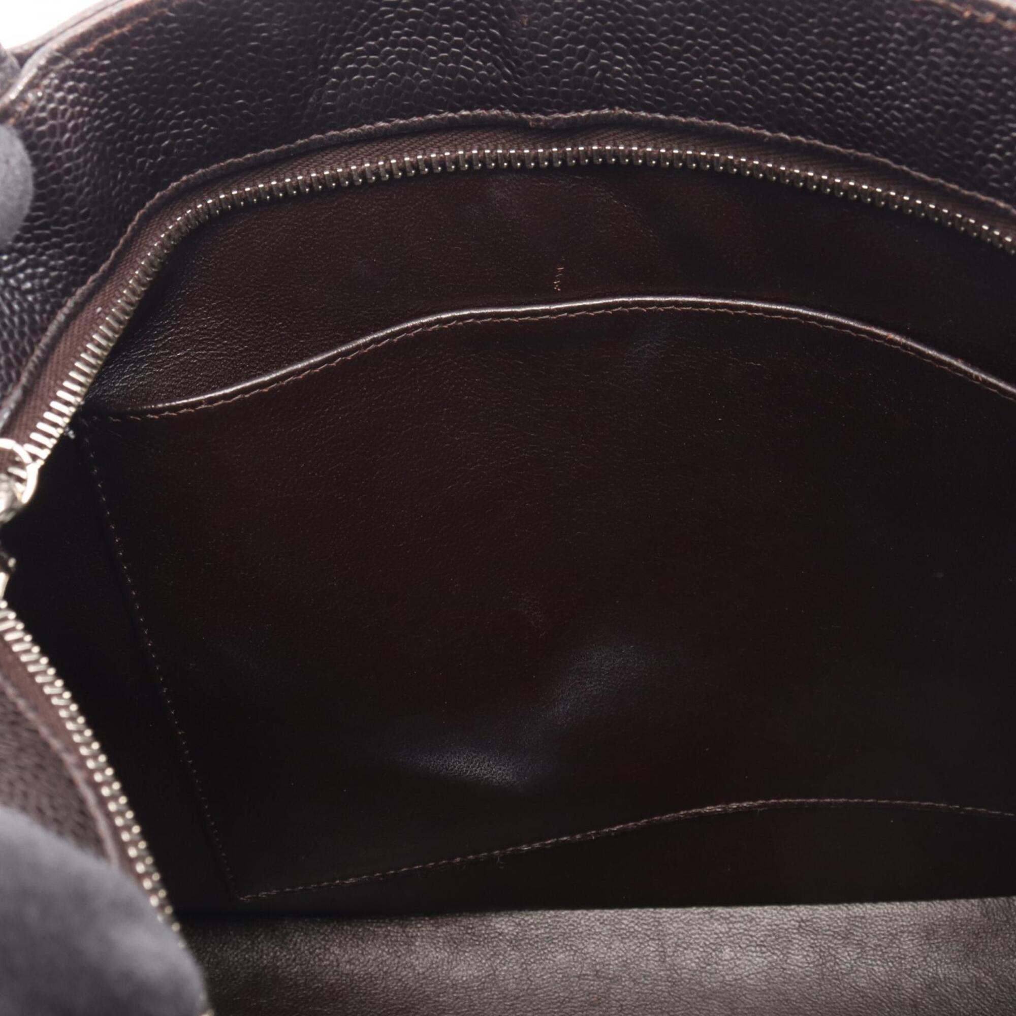 Chanel Brown Grained Calfskin Handbag Tote Bag (Pre-Owned)