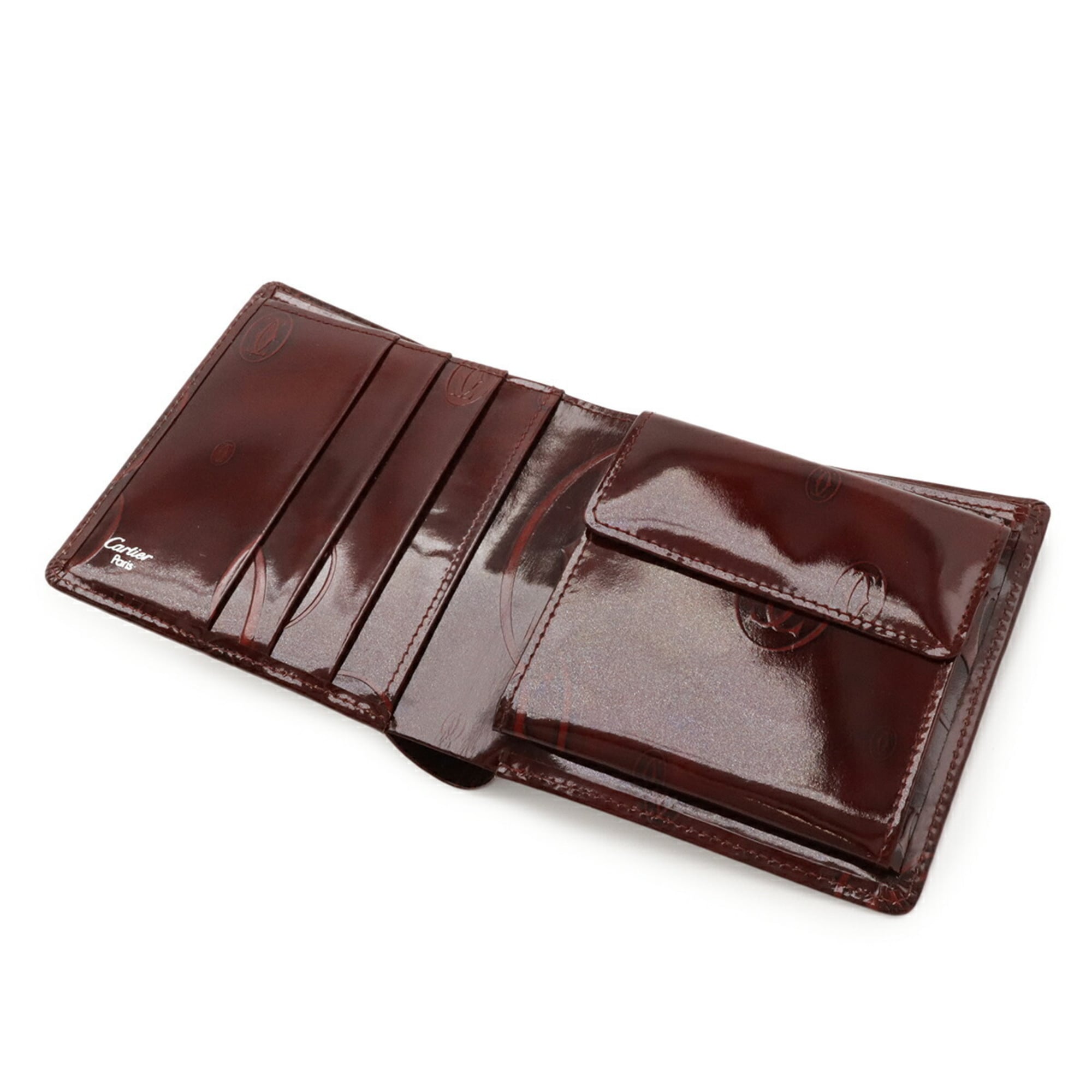Cartier Happy Birthday Bordeaux Patent Leather Wallet (Bi-Fold) (Pre-Owned)