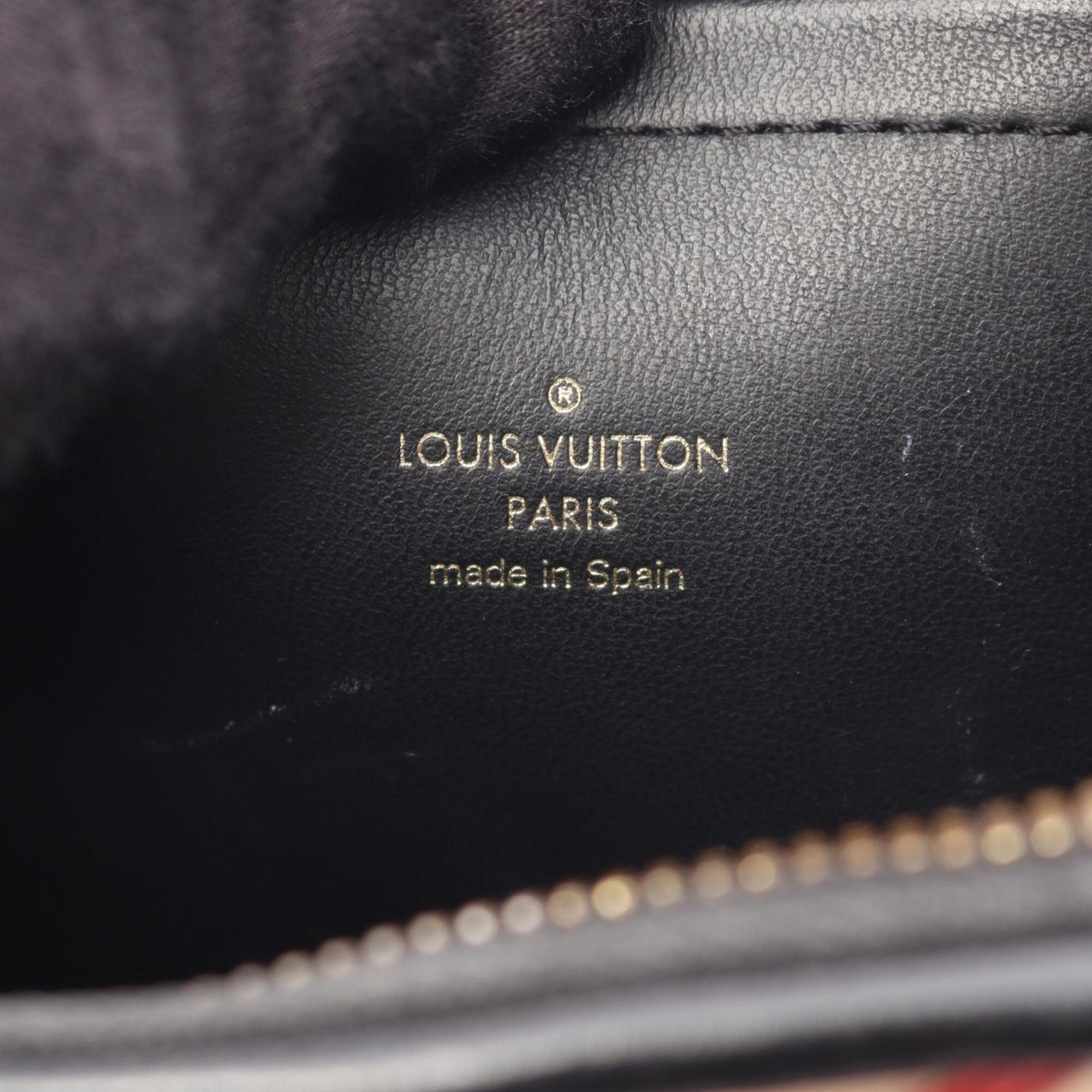 Louis Vuitton Beige Black Red Color Leather Handbag (Pre-Owned)