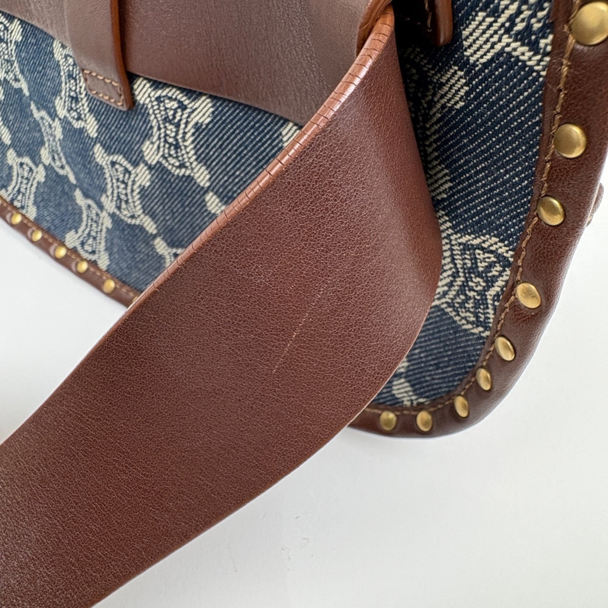 Celine Blue Brown Denim Leather Fanny Pack Sling Bag (Pre-Owned)