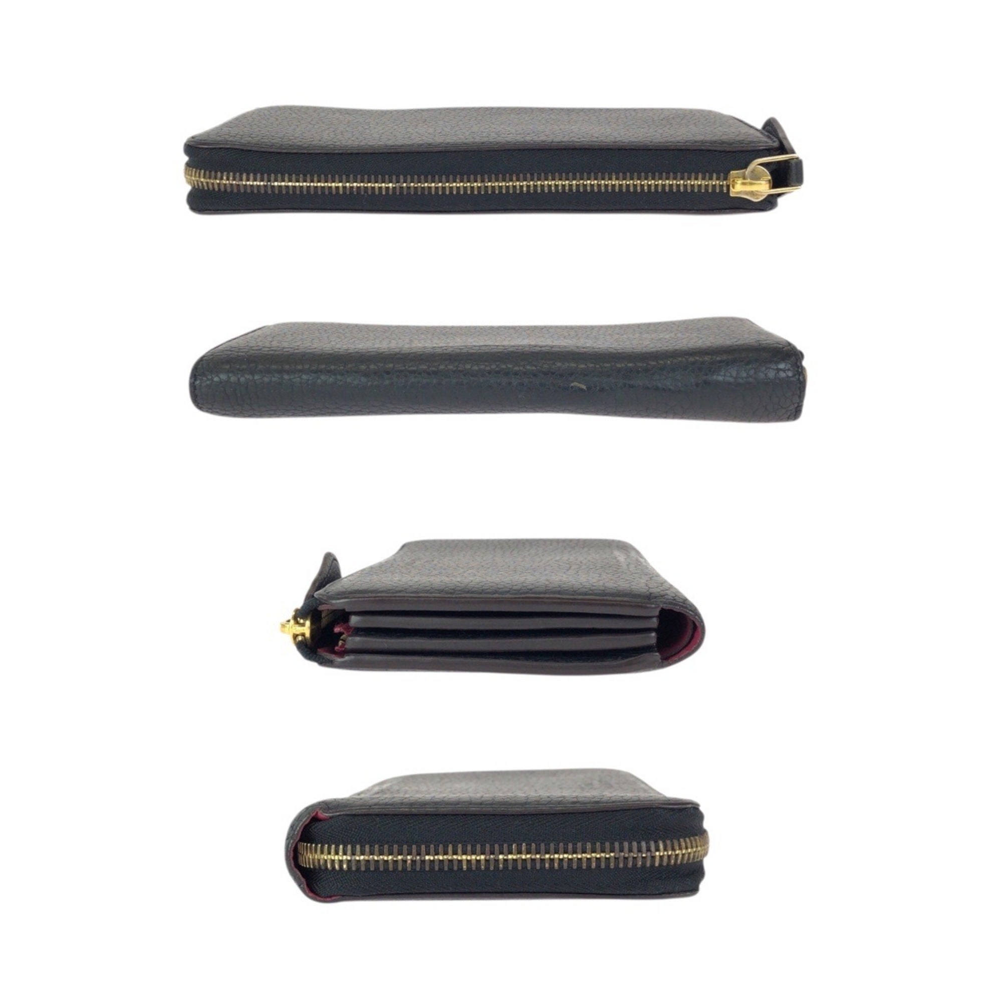 Louis Vuitton Black Leather Long Wallet (Bi-Fold) (Pre-Owned)