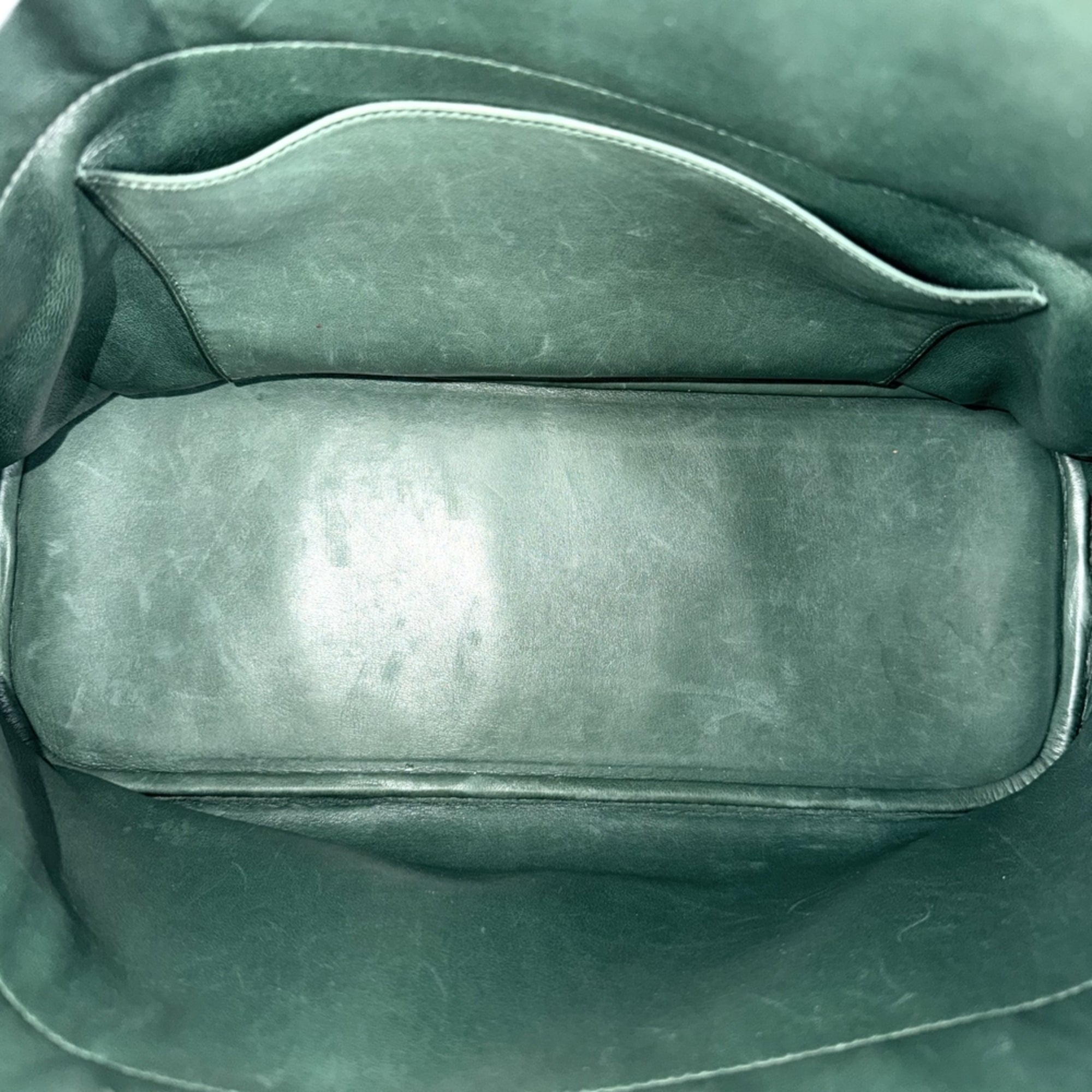Hermes Bolide Green Leather Handbag Shoulder Bag (Pre-Owned)