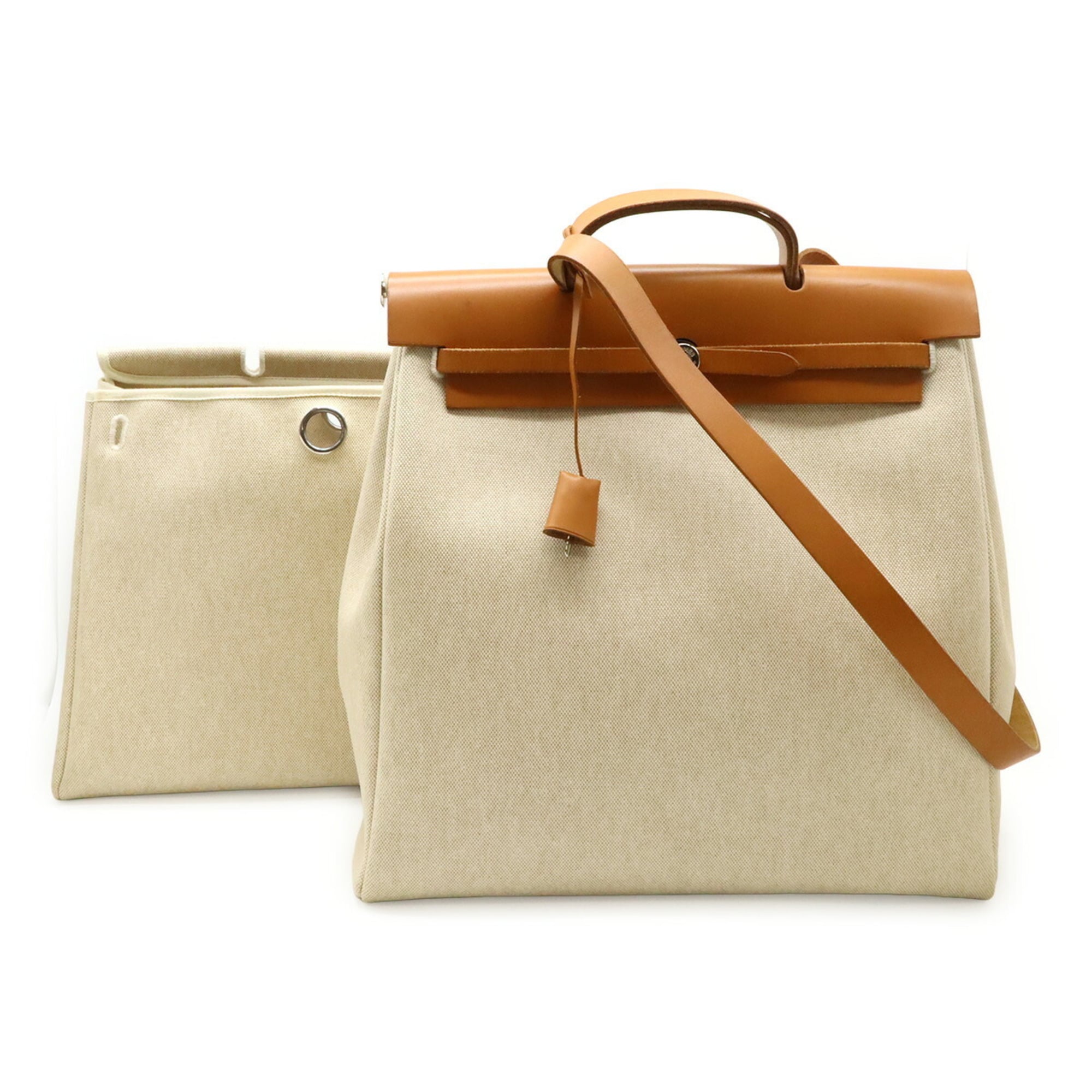 Hermes Natural Toile H Handbag Shoulder Bag (Pre-Owned)