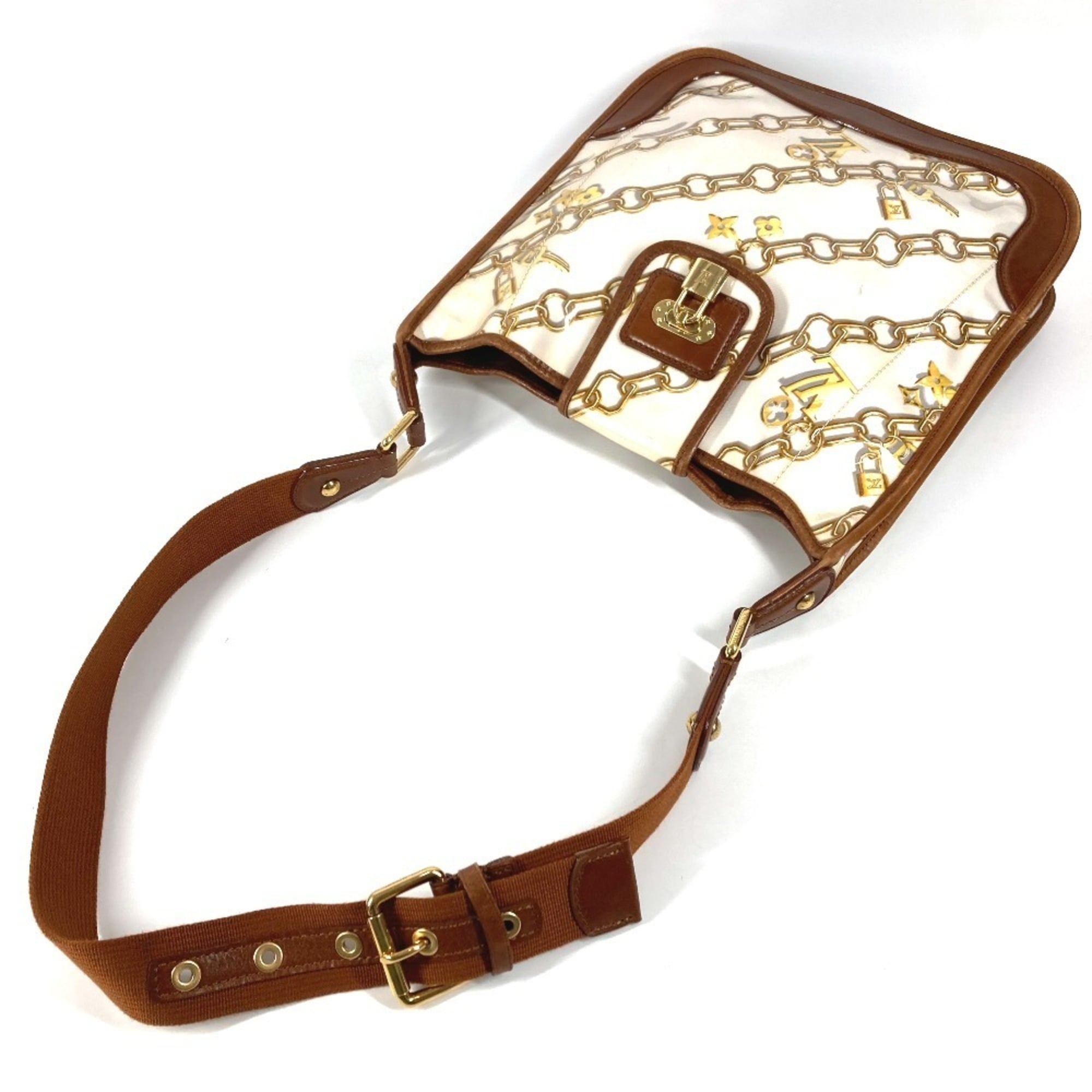 Louis Vuitton Brown White Vinyl Leather Shoulder Bag (Pre-Owned)