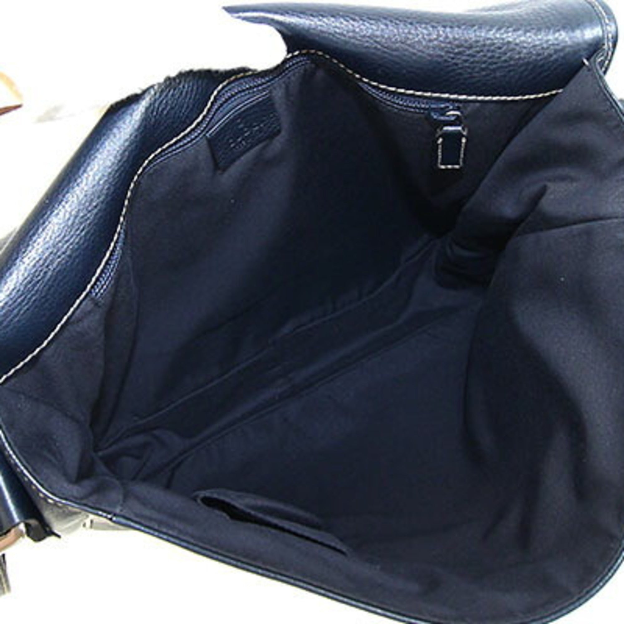 Gucci Navy Leather Handbag Shoulder Bag (Pre-Owned)