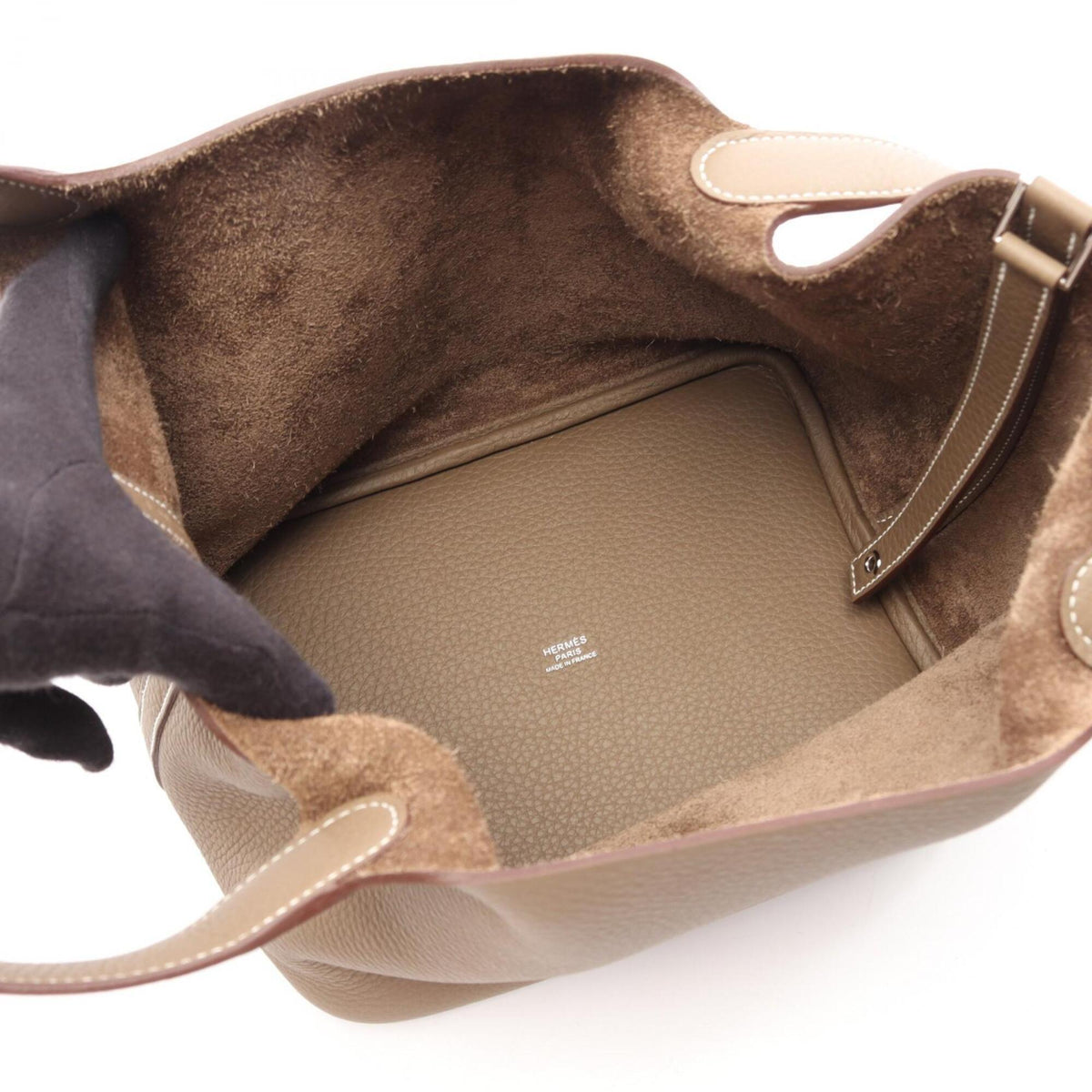 Hermes Gray Taurillon Clemence Leather Handbag (Pre-Owned)