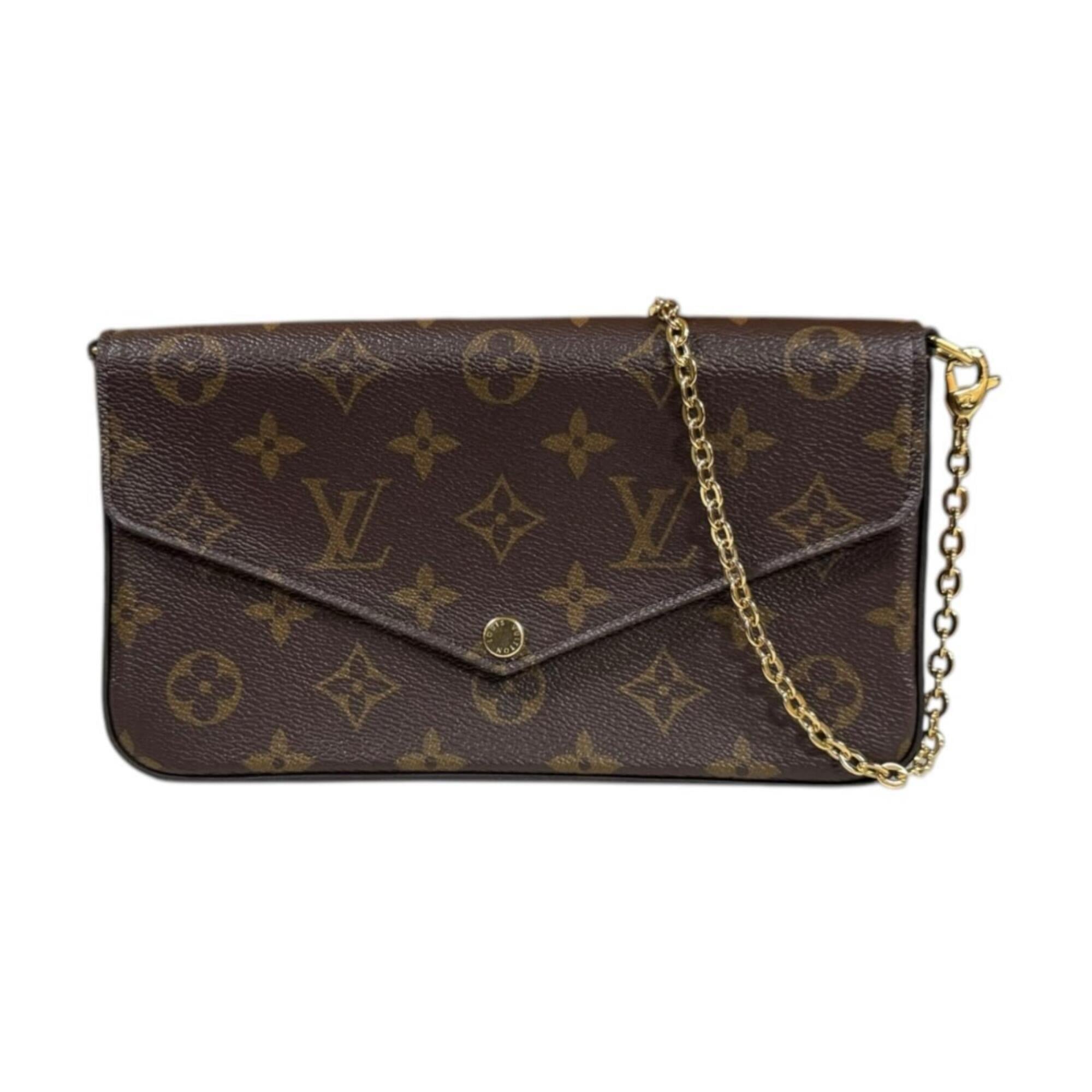 Louis Vuitton Brown Fuchsia Monogram Canvas Pochette Shoulder Bag (Pre-Owned)