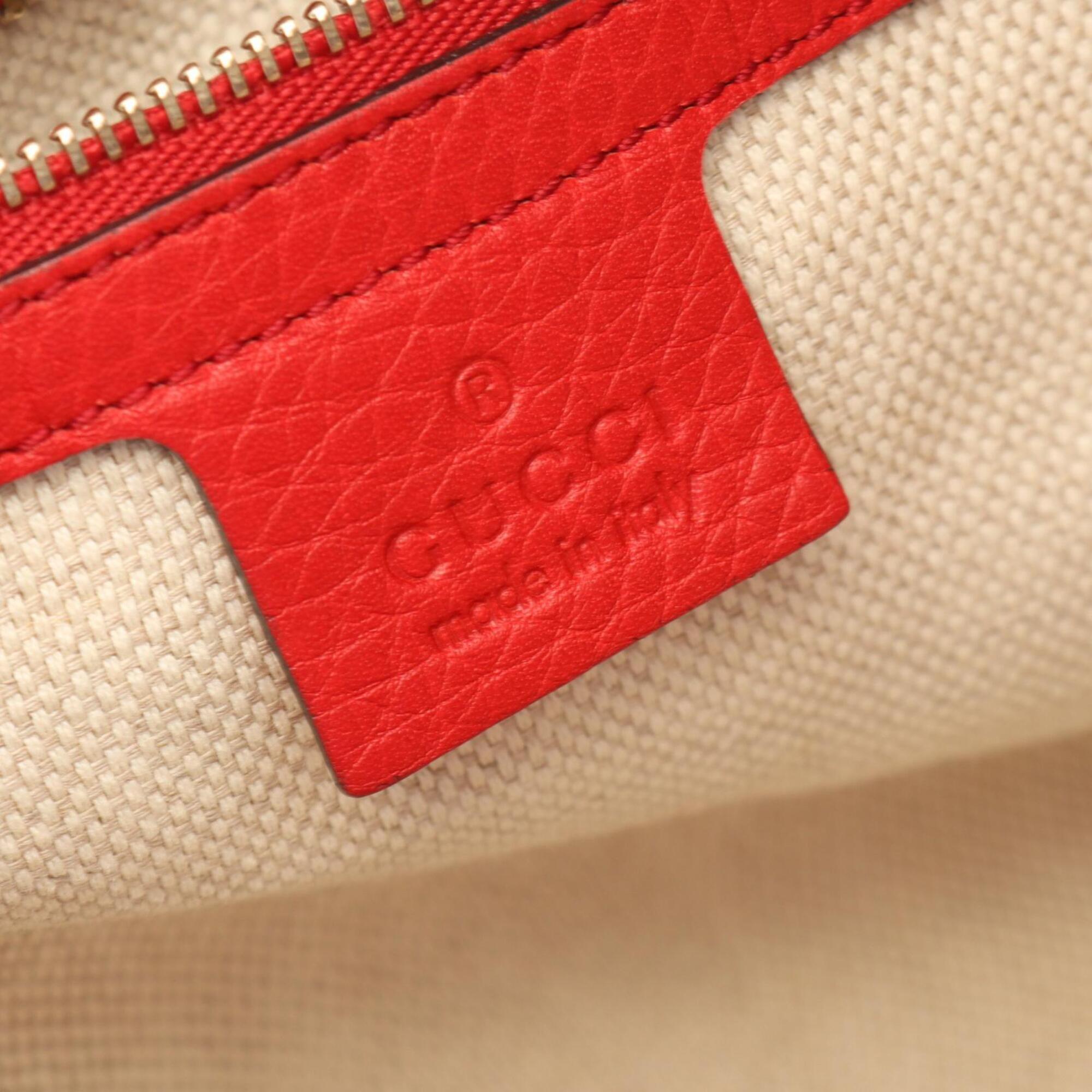 Gucci Red Color Leather Handbag Tote Bag (Pre-Owned)
