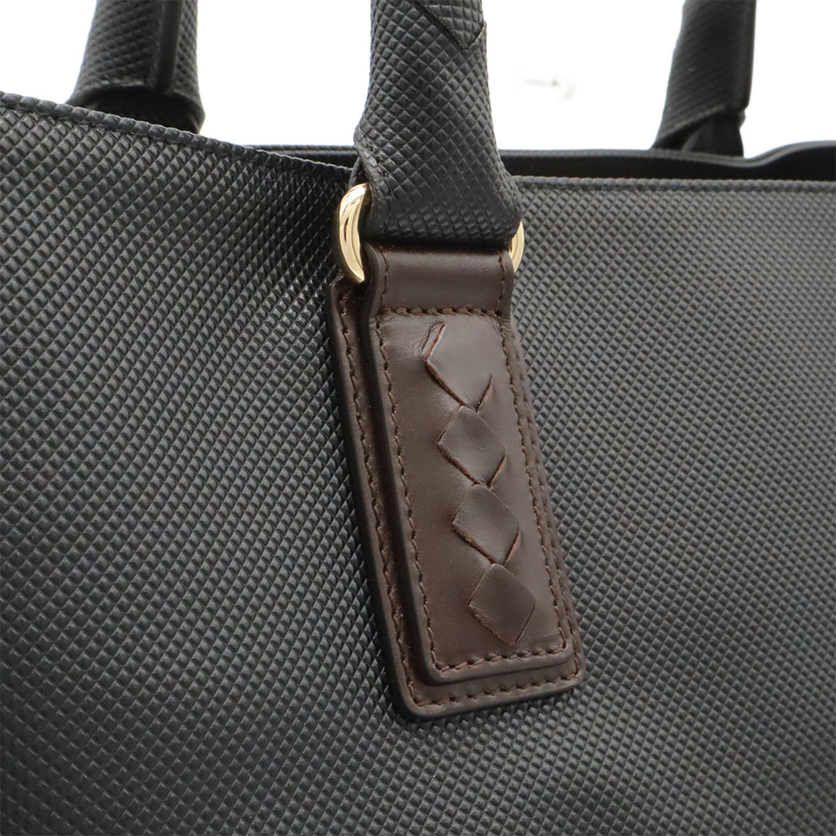 Bottega Veneta Black Dark Brown Coated Canvas Tote Bag (Pre-Owned)