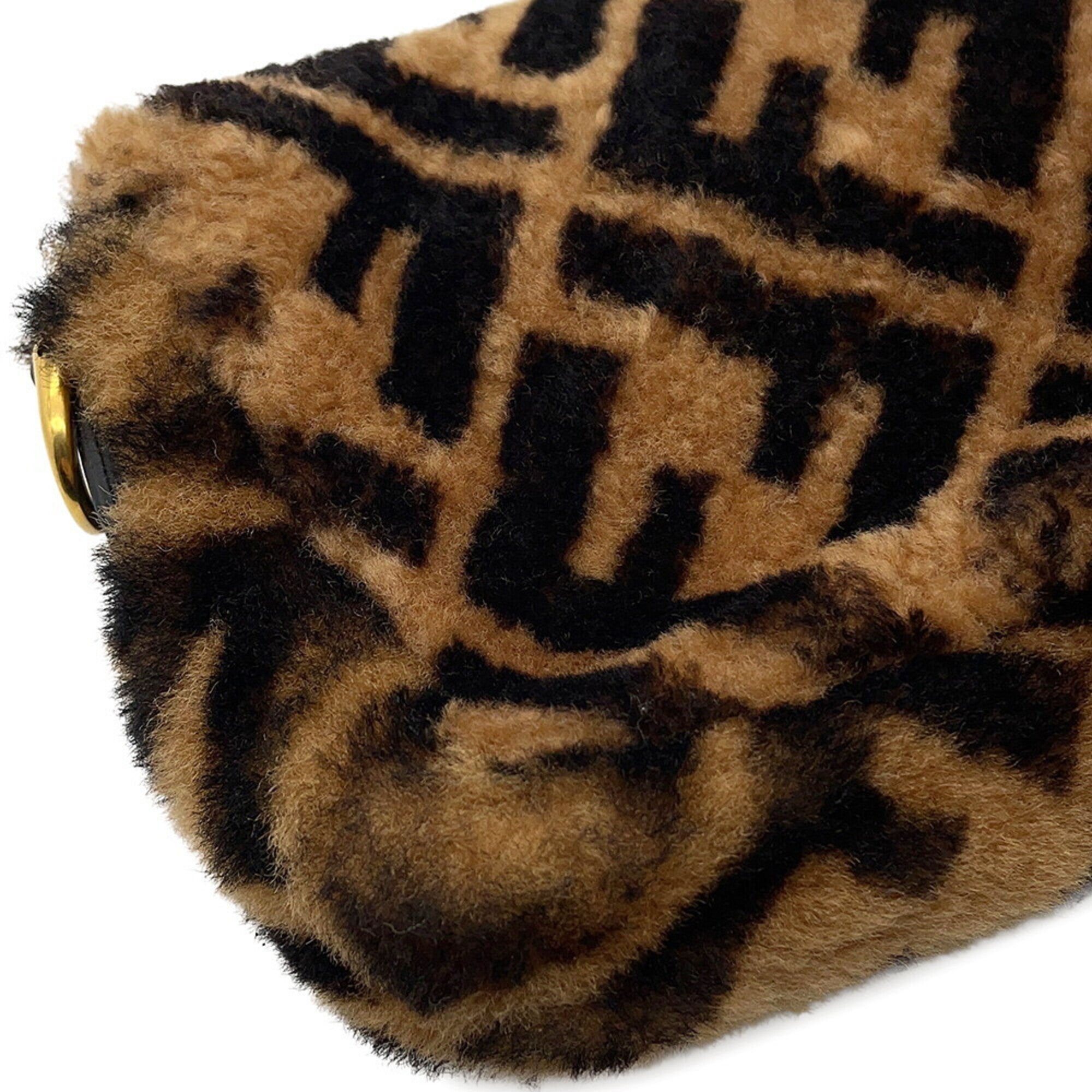 Fendi Black Brown Zucca Handbag Shoulder Bag (Pre-Owned)