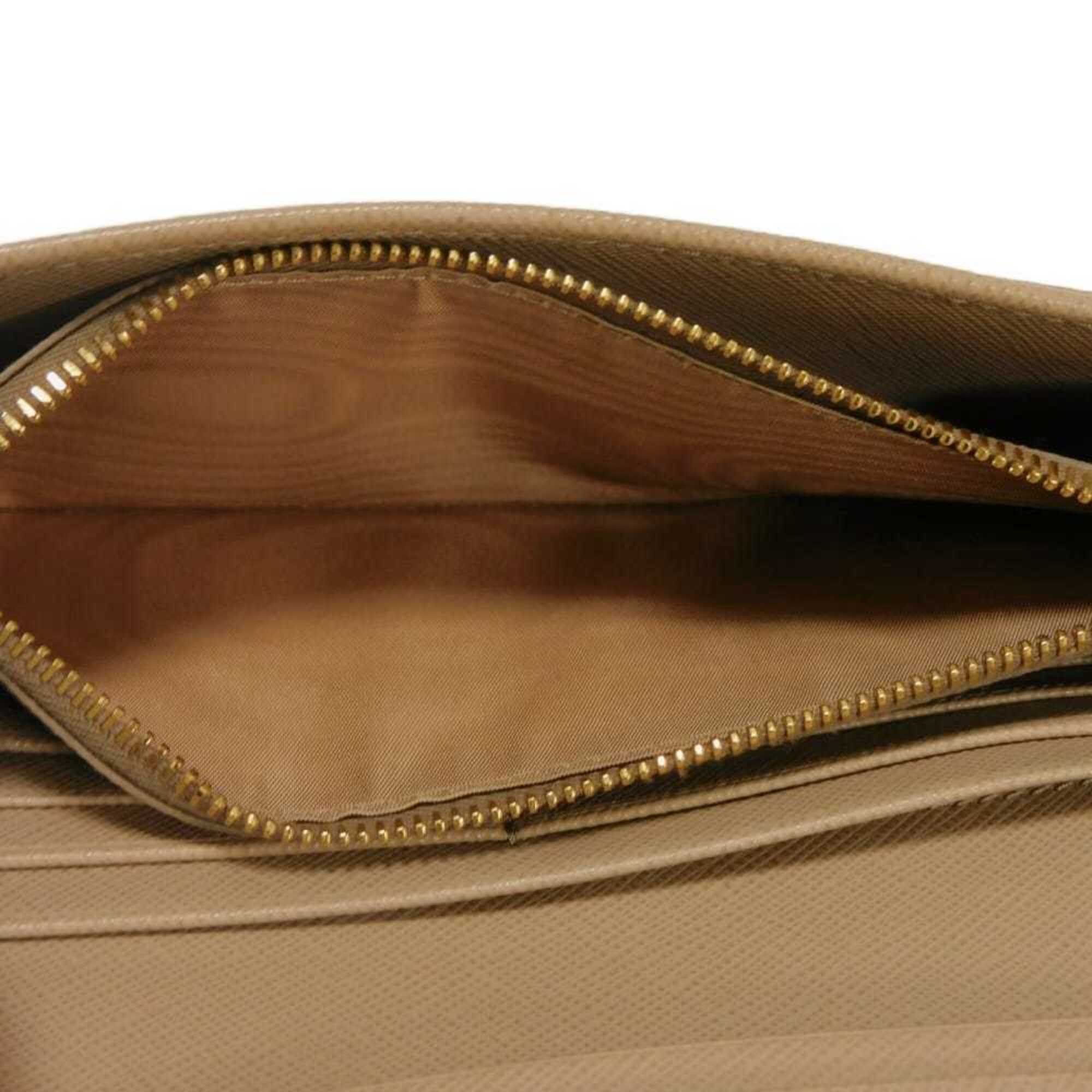 Prada Beige Saffiano Lux Long Wallet (Bi-Fold) (Pre-Owned)