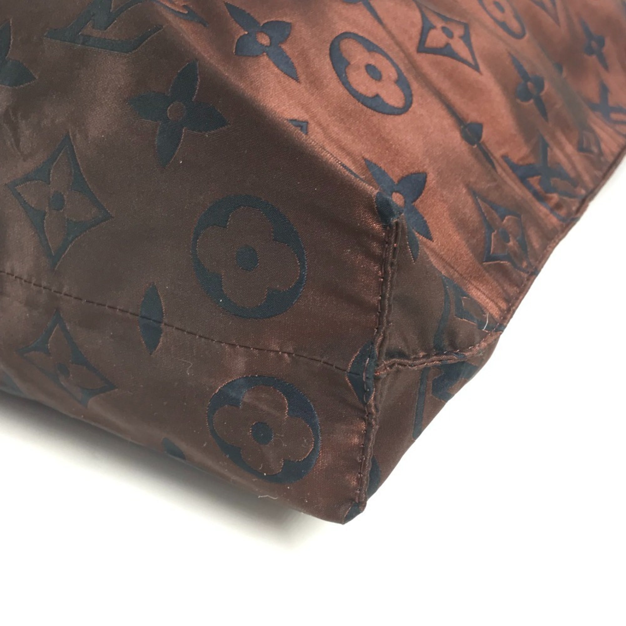 Louis Vuitton Brown Leather Nylon Shoulder Bag Tote Bag (Pre-Owned)