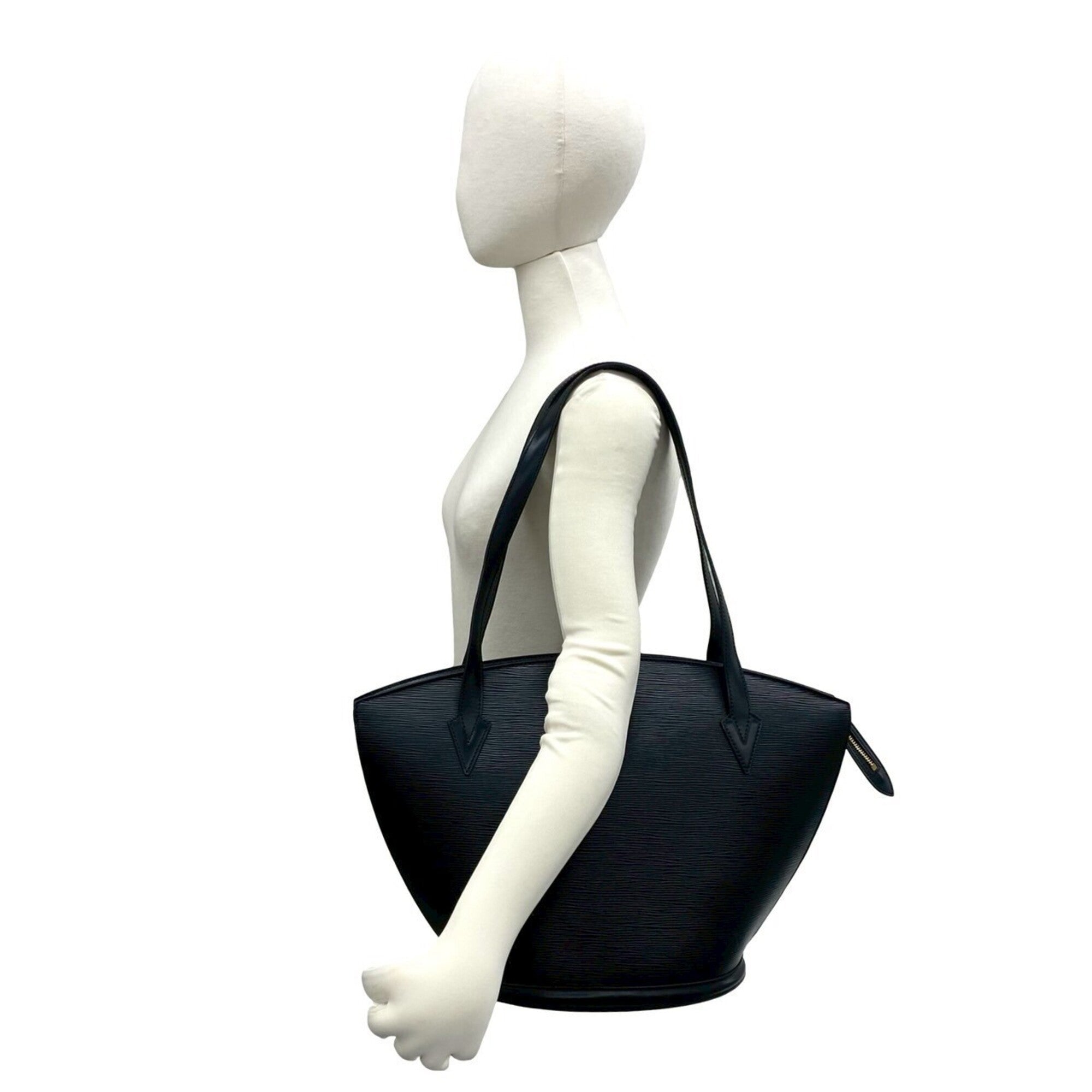 Louis Vuitton Black Leather Shoulder Bag Tote Bag (Pre-Owned)