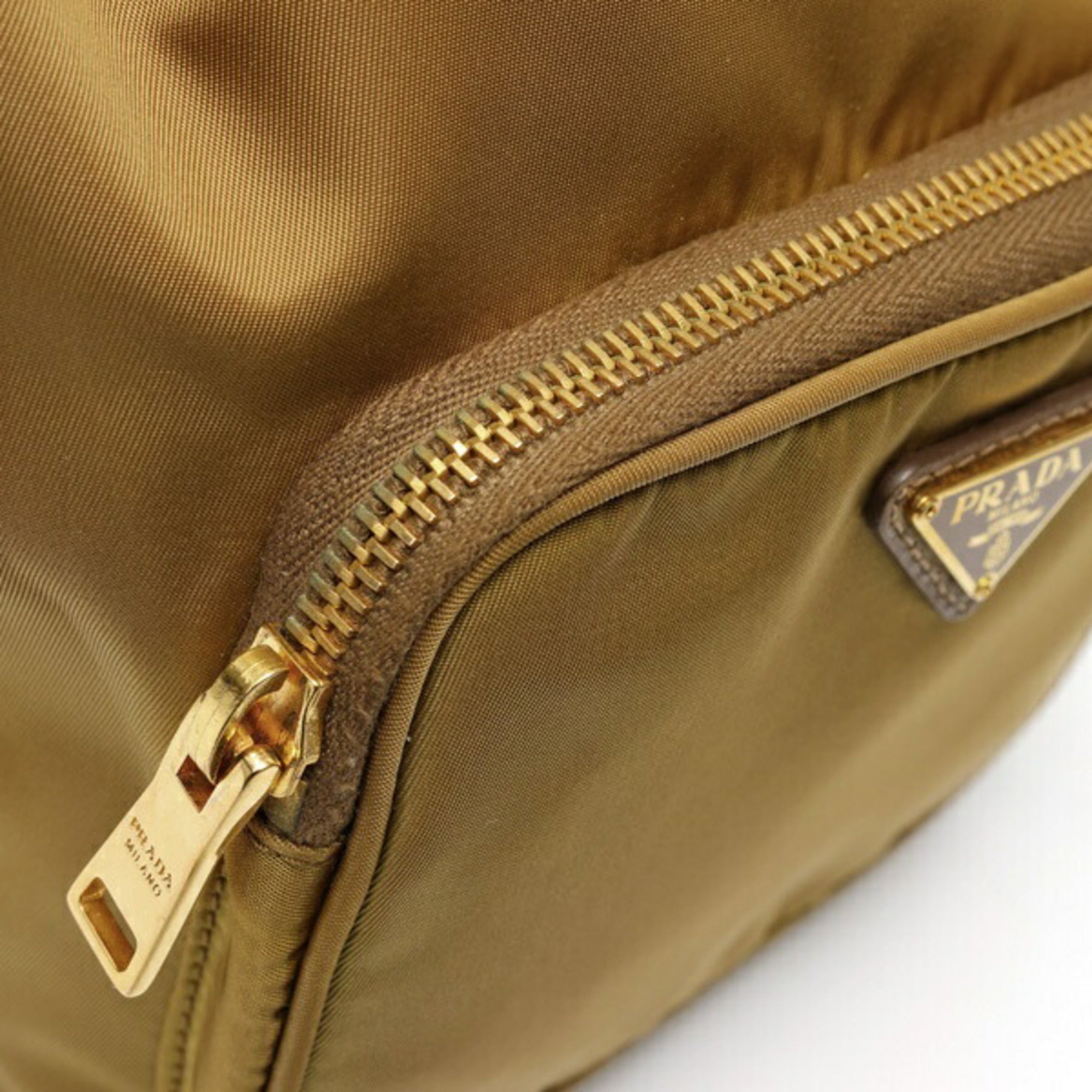 Prada Beige Nylon Leather Shoulder Bag (Pre-Owned)