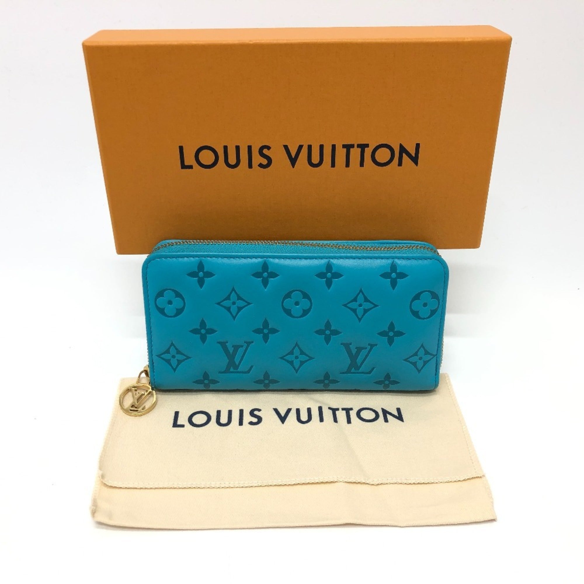 Louis Vuitton Monogram Gold Blue Leather Long Wallet (Bi-Fold) (Pre-Owned)