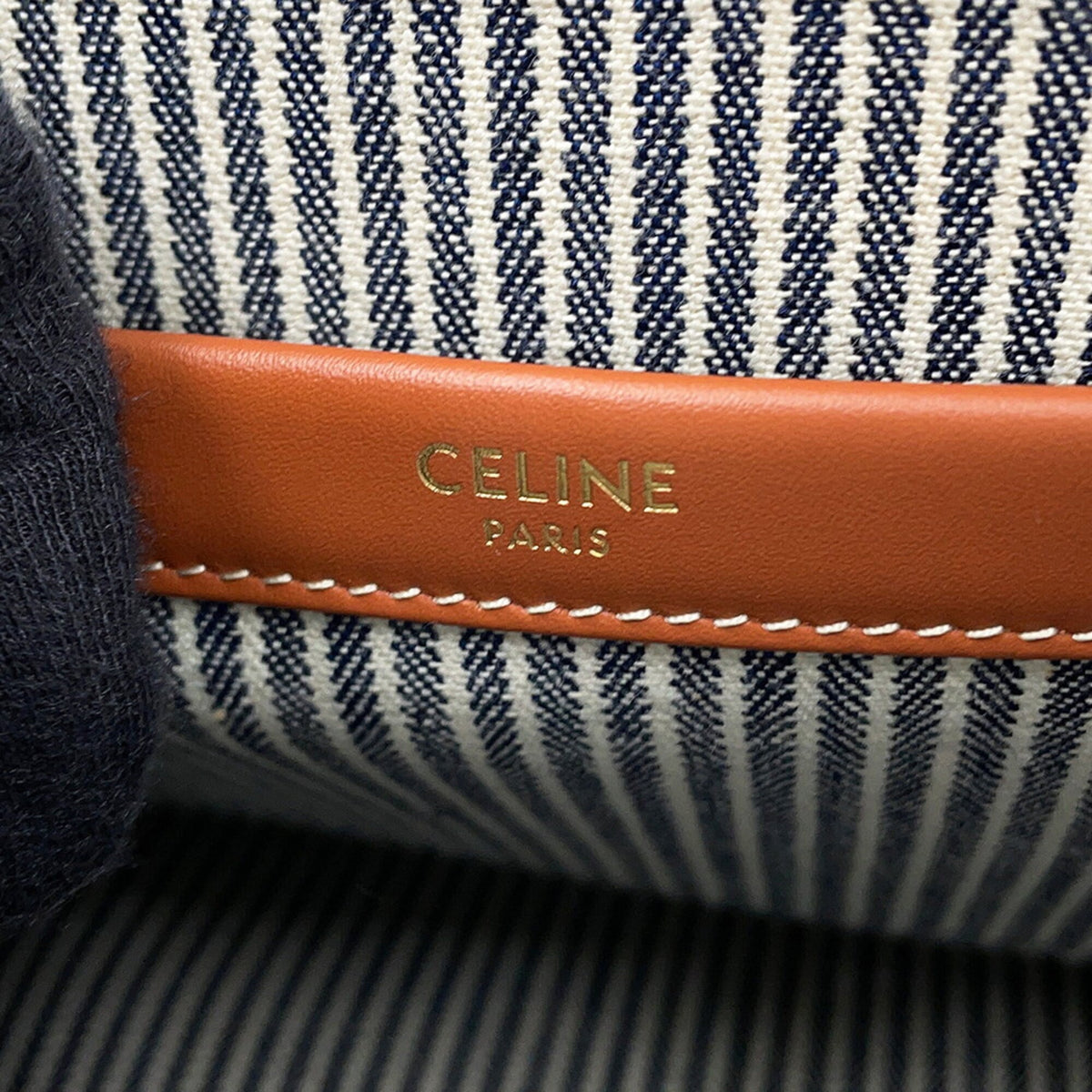 Celine Blue Navy Canvas Leather Handbag (Pre-Owned)