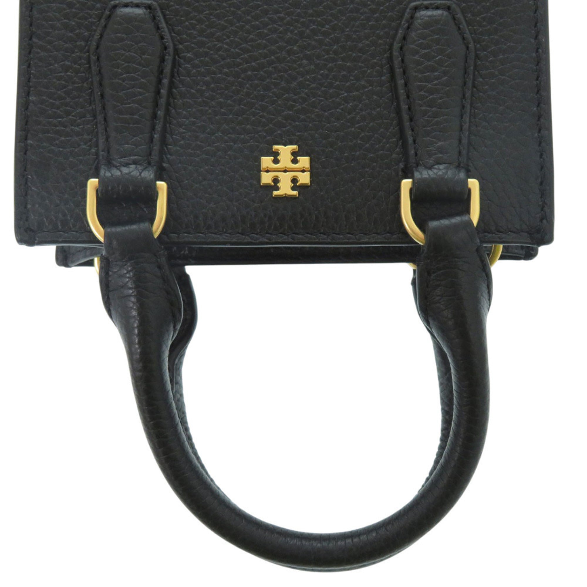Tory Burch Black Sand Leather Handbag Shoulder Bag (Pre-Owned)