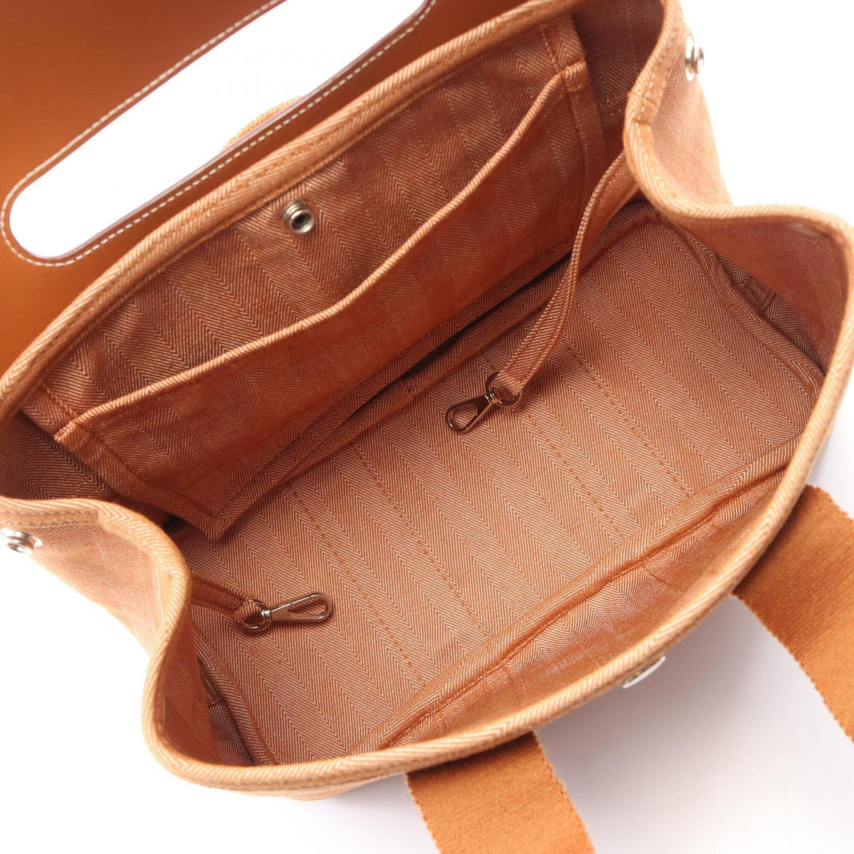 Hermes Brown Toile Chevron Swift Leather Handbag (Pre-Owned)