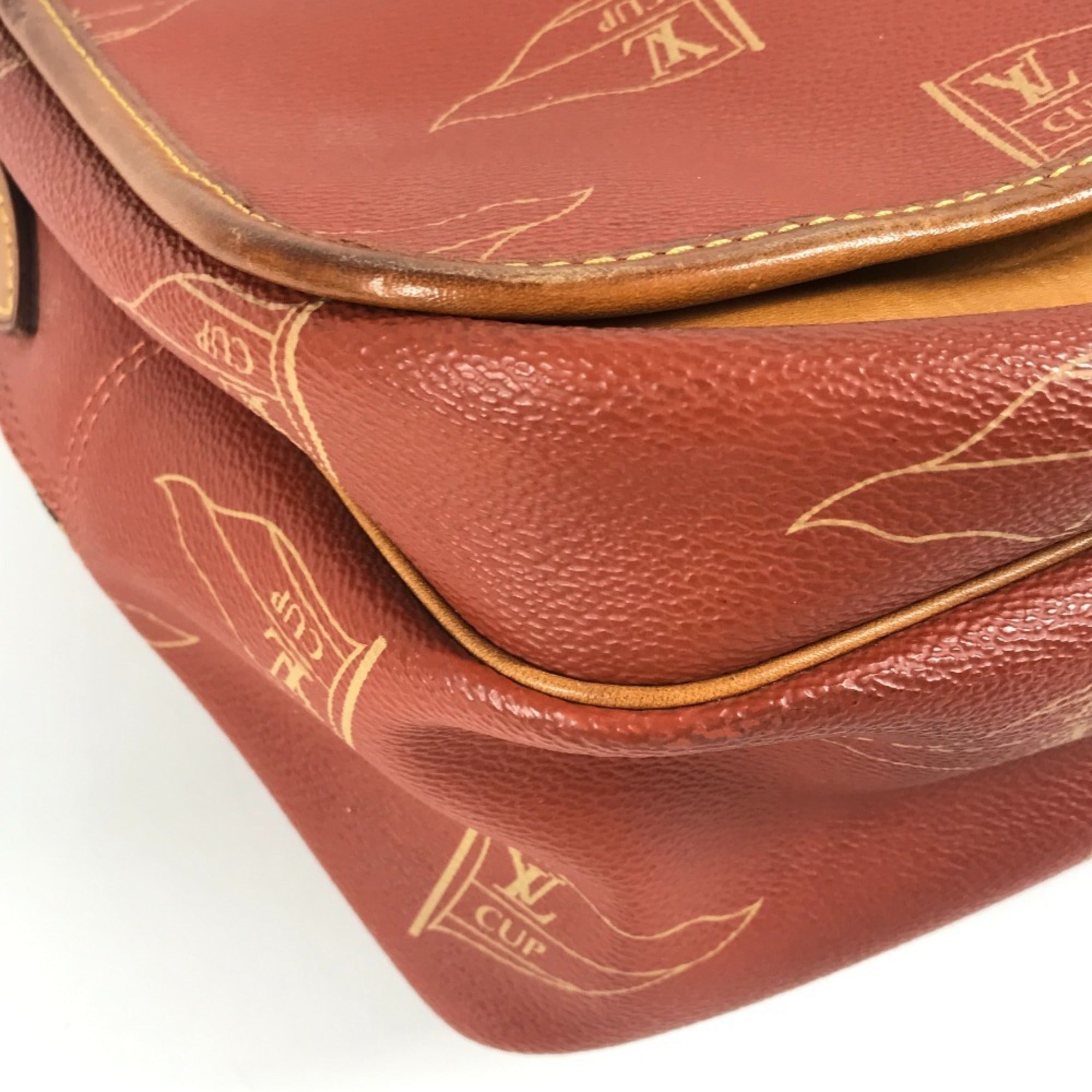 Louis Vuitton Galle Orange Leather Canvas Messenger Bag Shoulder Bag (Pre-Owned)