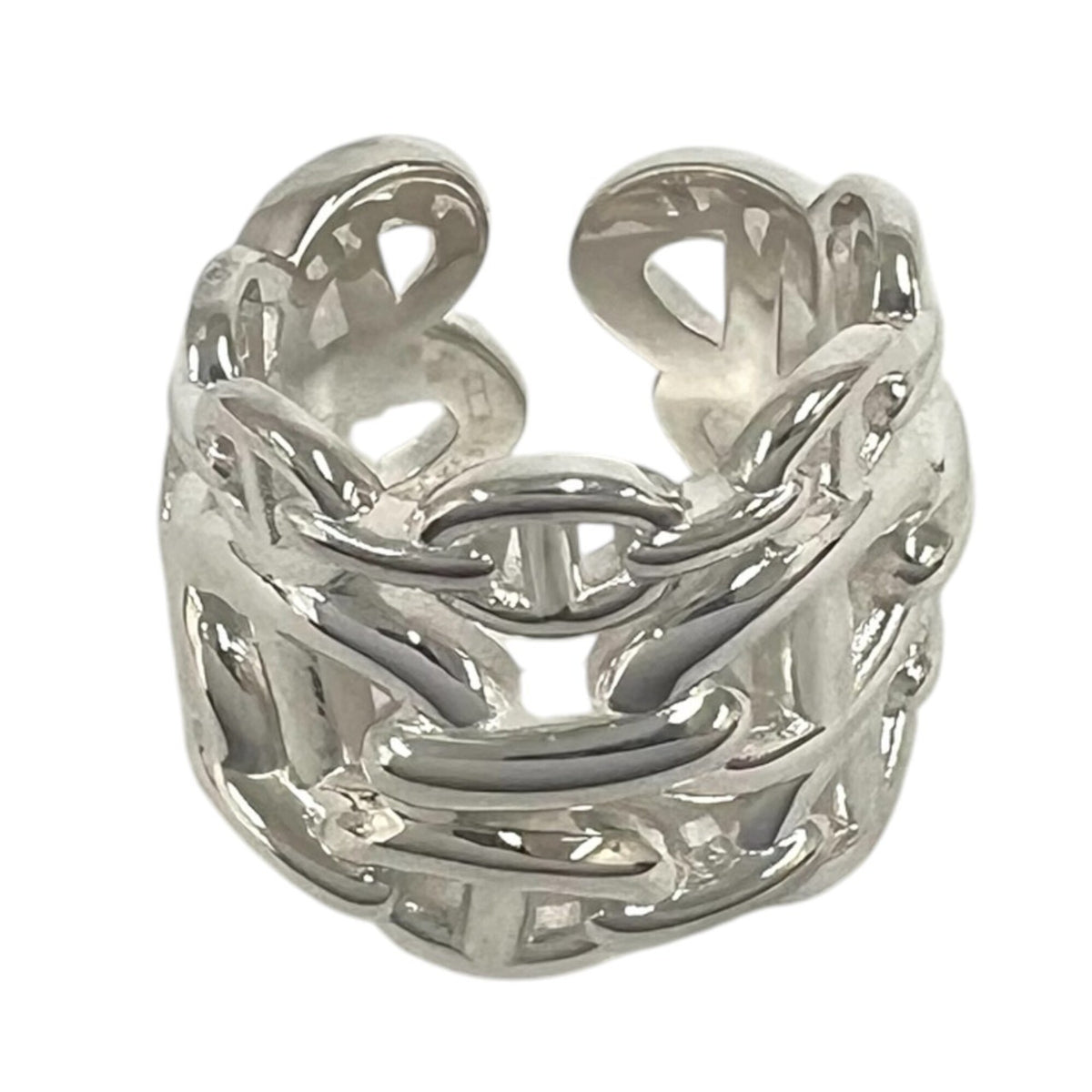 Hermes Silver Silver 925 Band Ring (Pre-Owned)