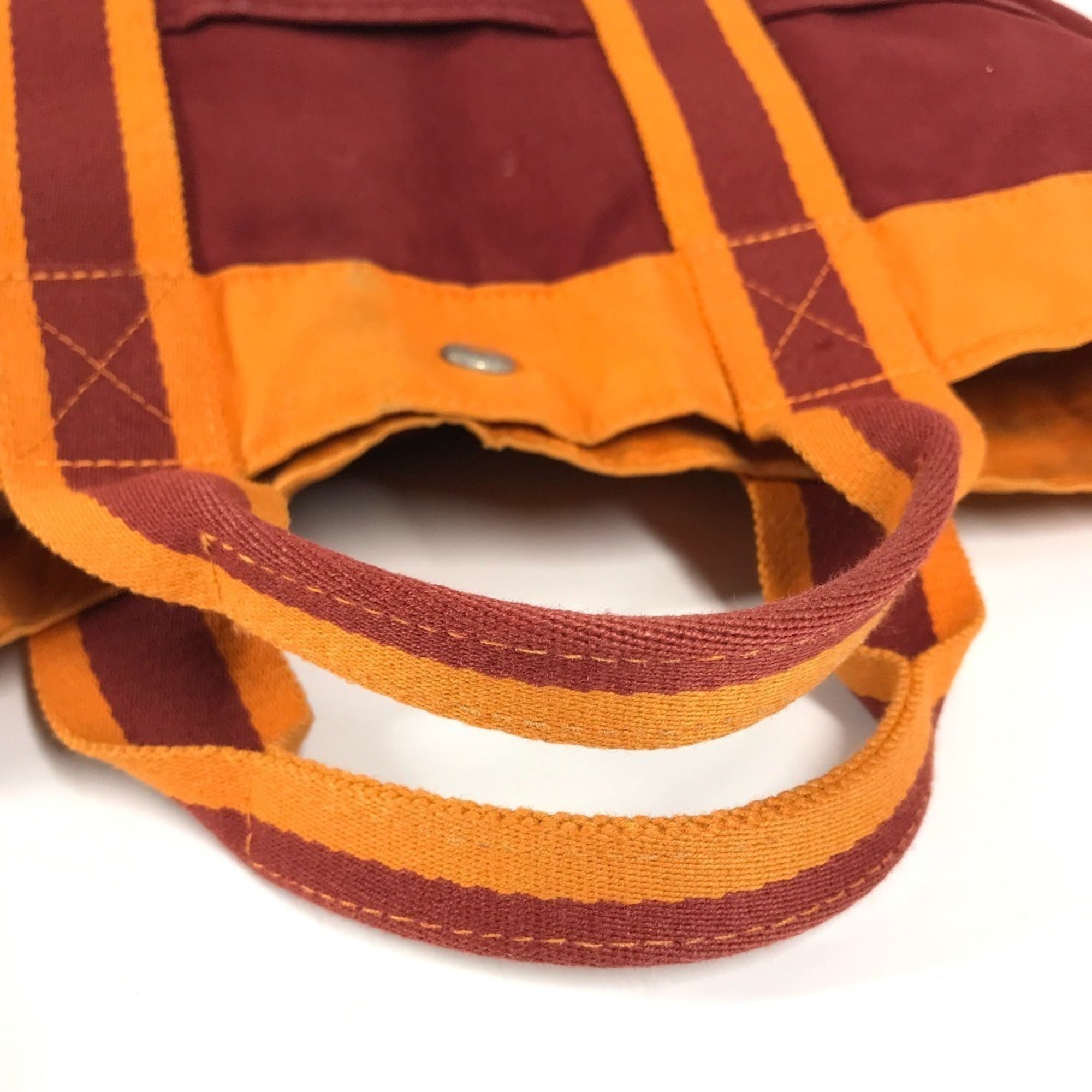 Hermes Orange Red Color Cotton Handbag Tote Bag (Pre-Owned)