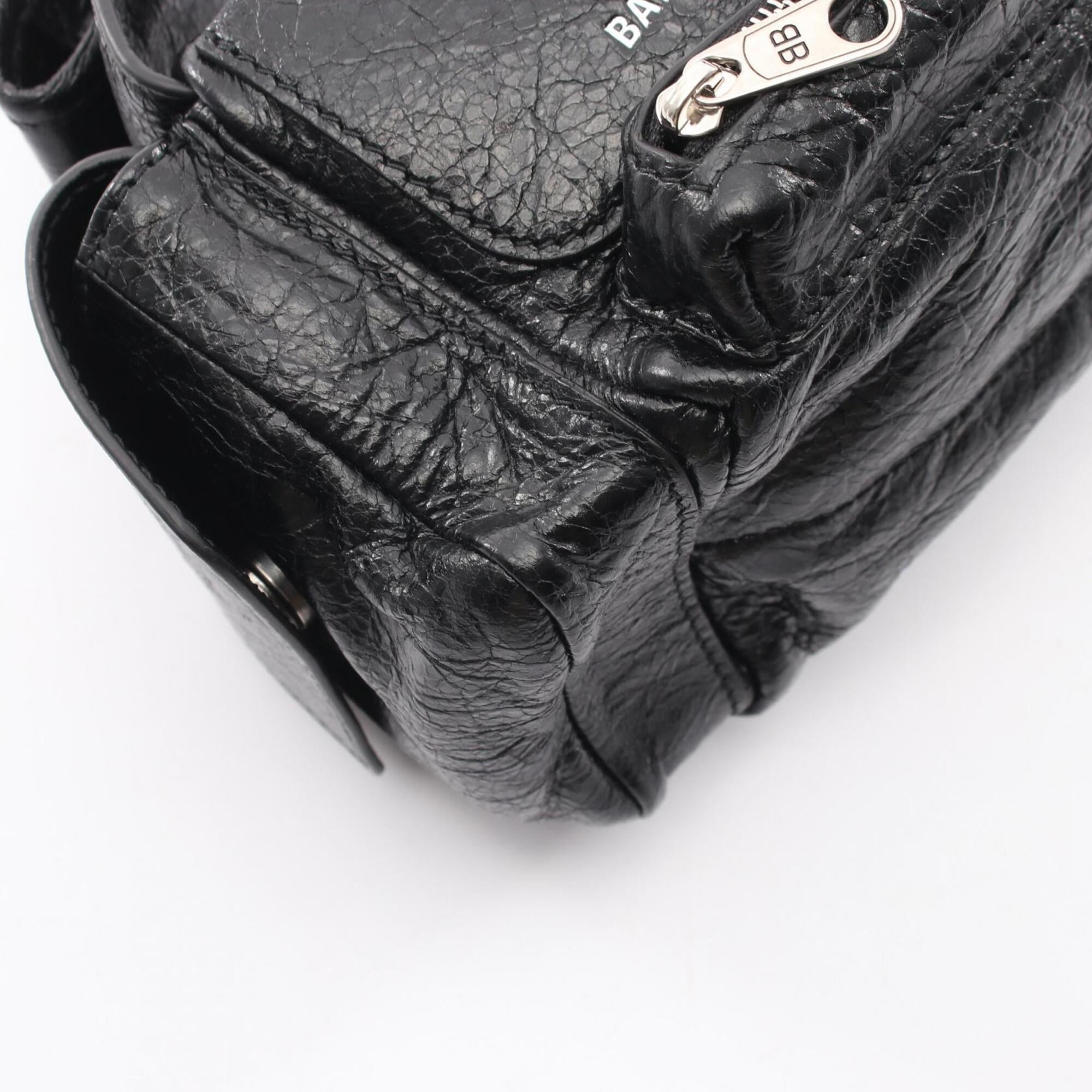 Balenciaga Black Leather Handbag Shoulder Bag Sling Bag (Pre-Owned)
