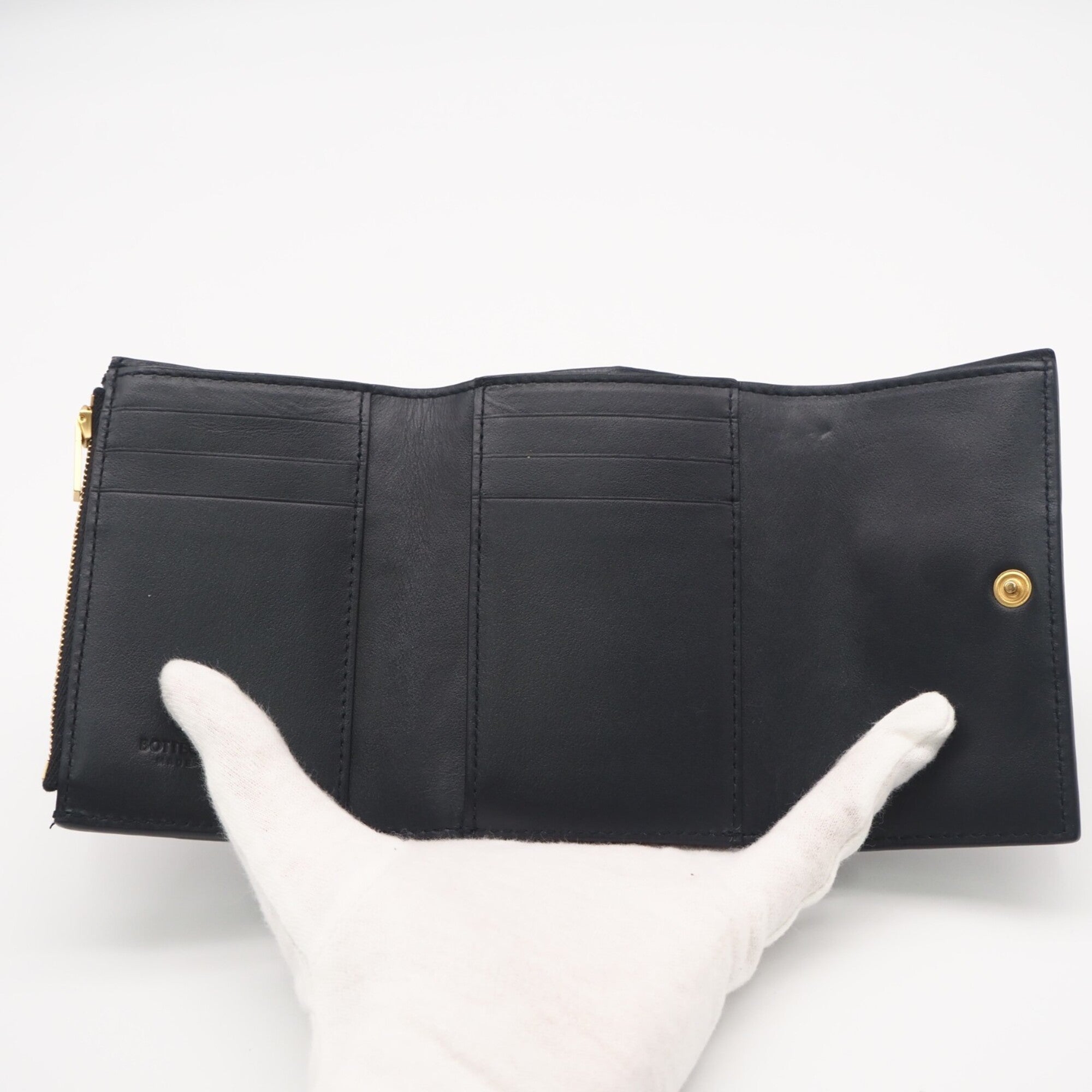 Bottega Veneta Navy Leather Wallet (Tri-Fold) (Pre-Owned)