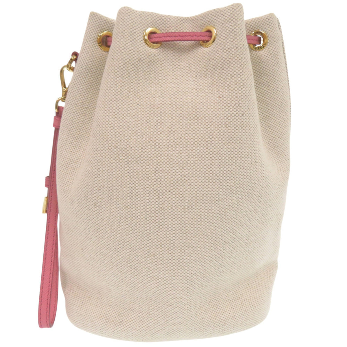 Prada Beige Pink Canvas Handbag Pouch (Pre-Owned)