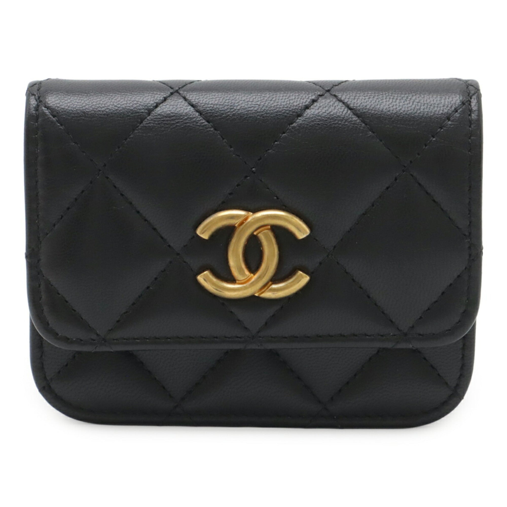 Chanel Matelasse Black Leather Fanny Pack Pouch (Pre-Owned)