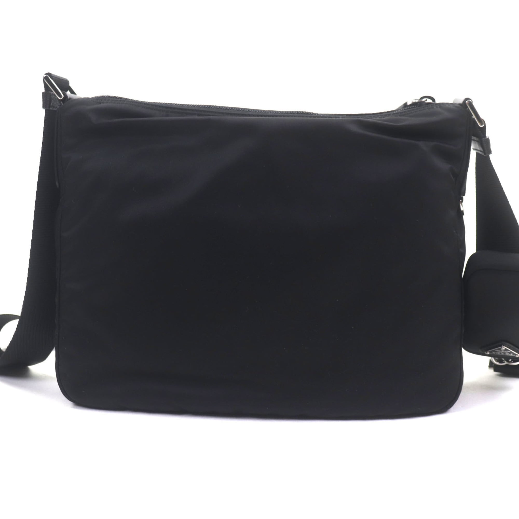 Prada Black Nylon Saffiano Triangle Pouch Shoulder Bag (Pre-Owned)