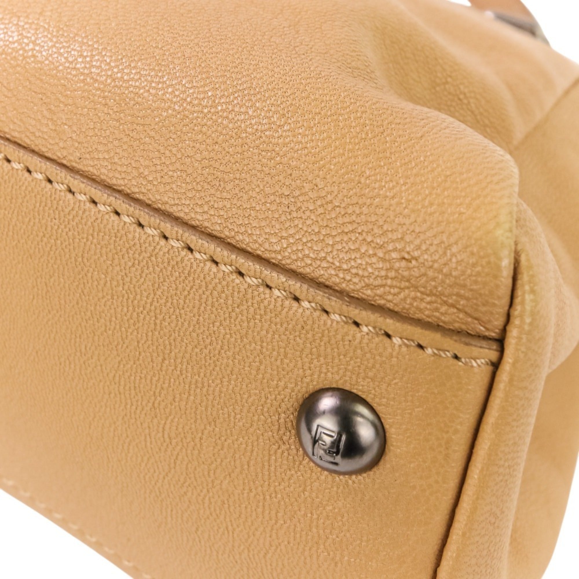 Fendi Peekaboo Beige Brown Handbag Shoulder Bag (Pre-Owned)