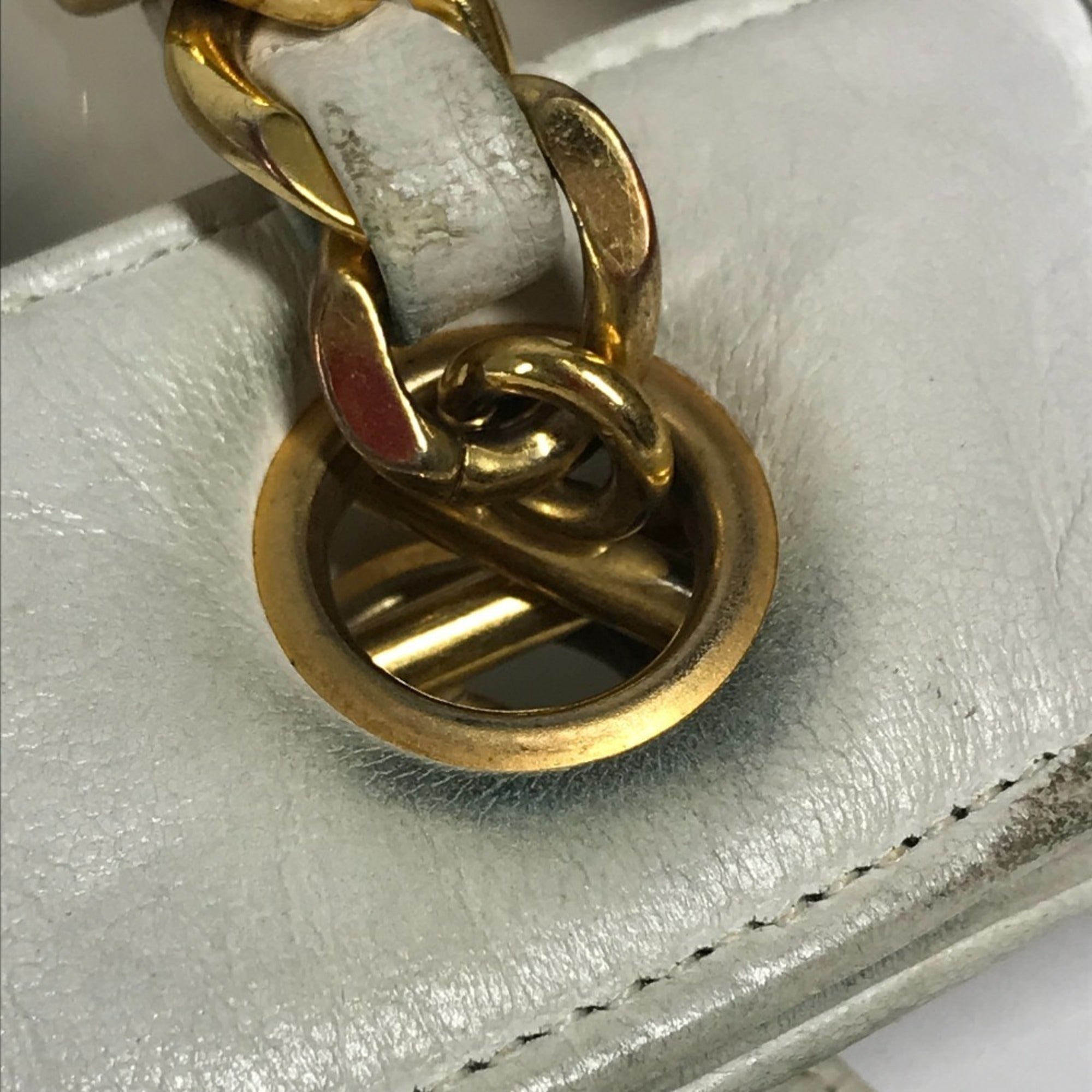 Chanel White Vinyl Leather Shoulder Bag Tote Bag (Pre-Owned)