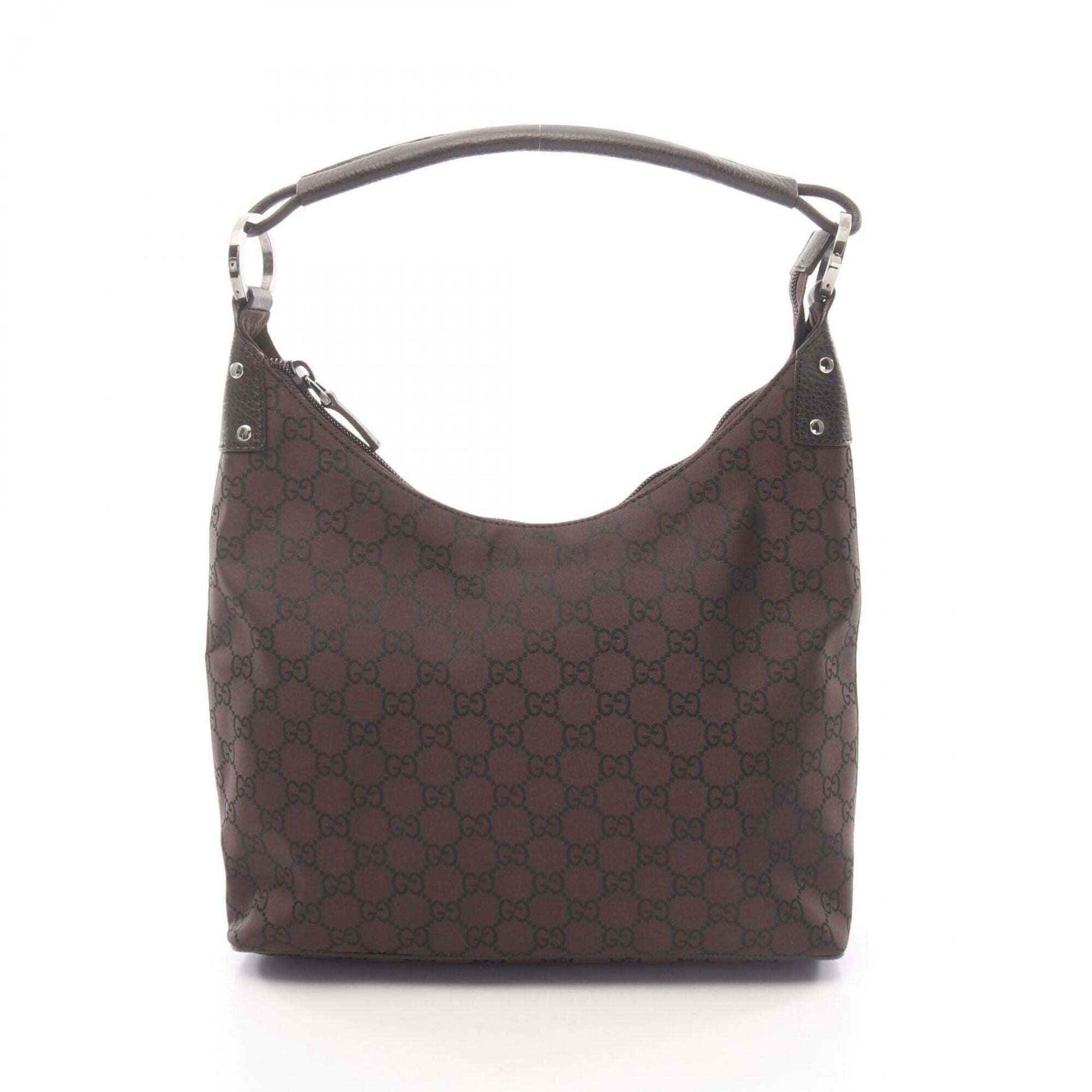 Gucci Brown Nylon Leather Handbag Shoulder Bag (Pre-Owned)