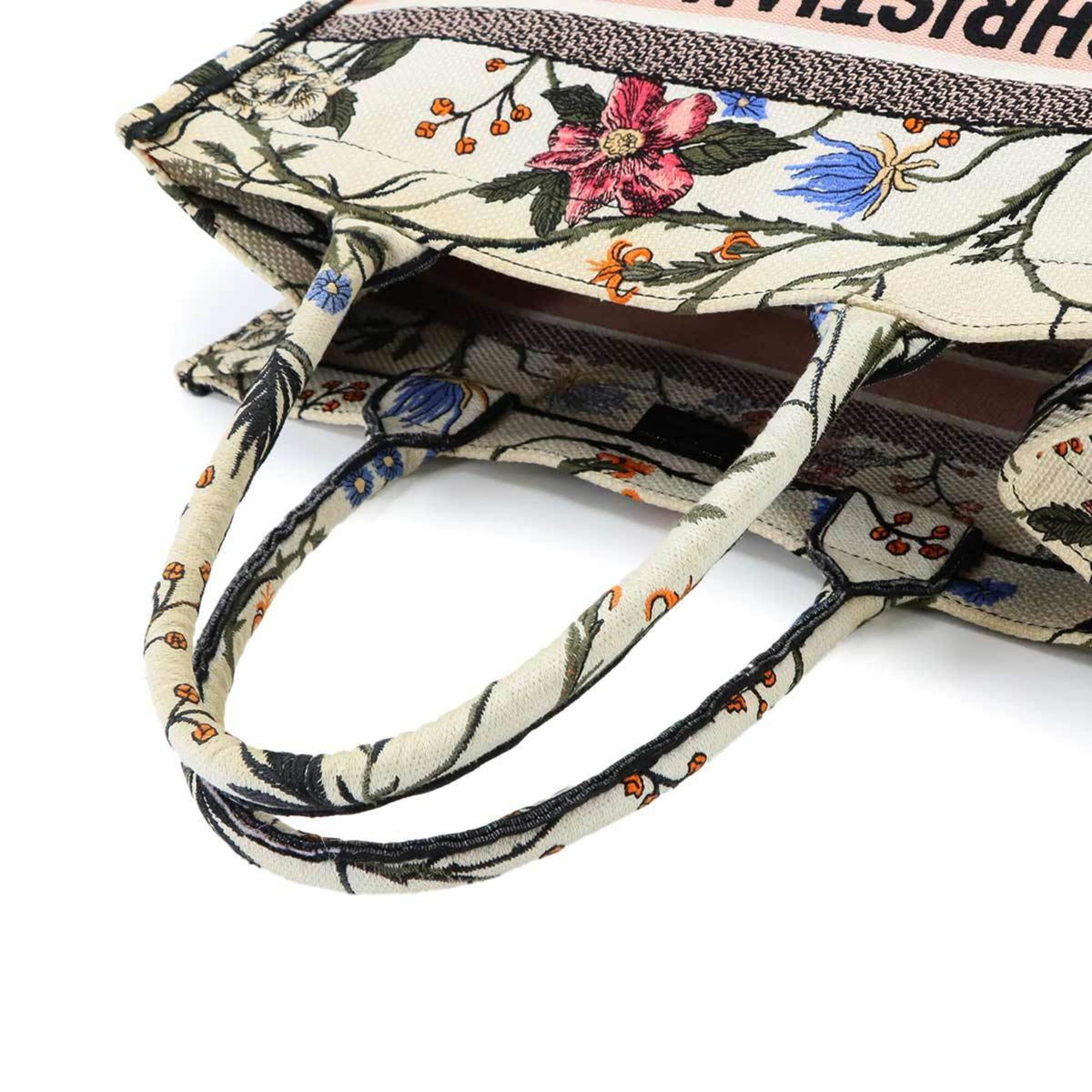 Christian Dior Multi-Color White Canvas Handbag Tote Bag (Pre-Owned)