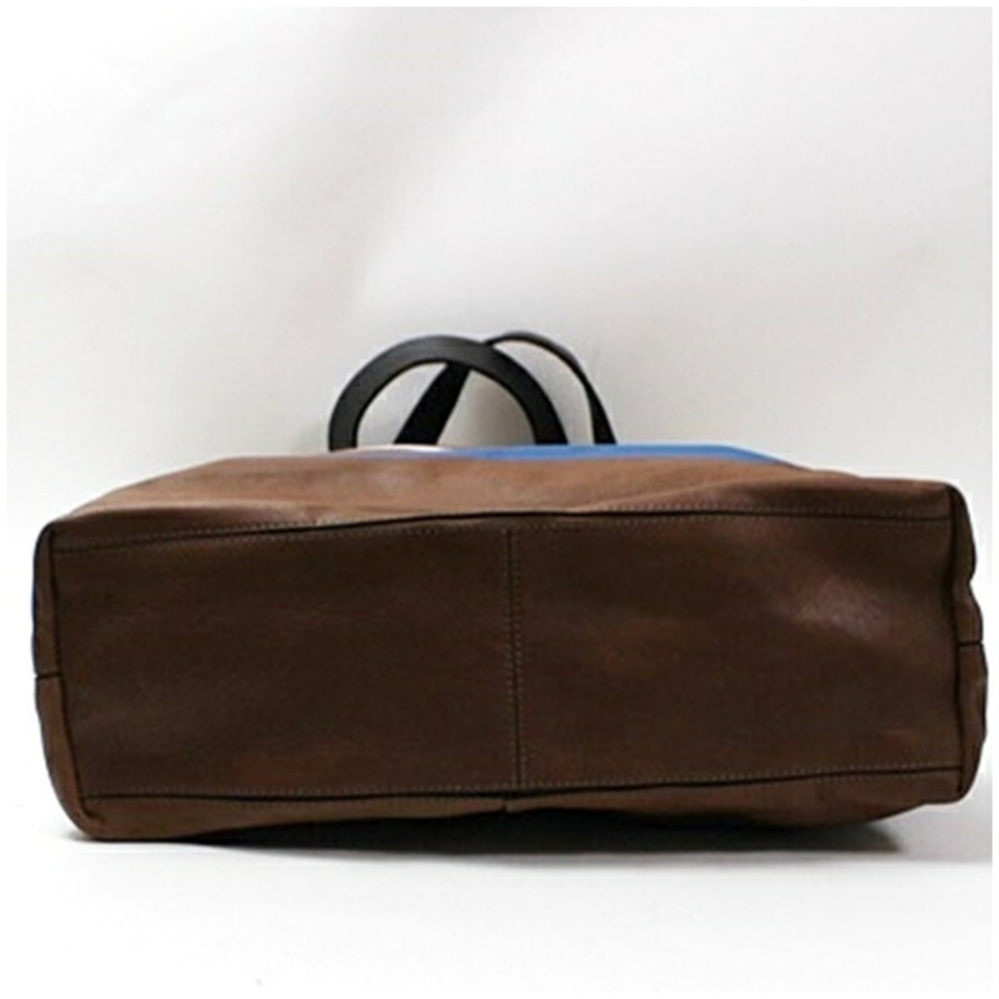Coach Blue Brown White Leather Canvas Tote Bag (Pre-Owned)