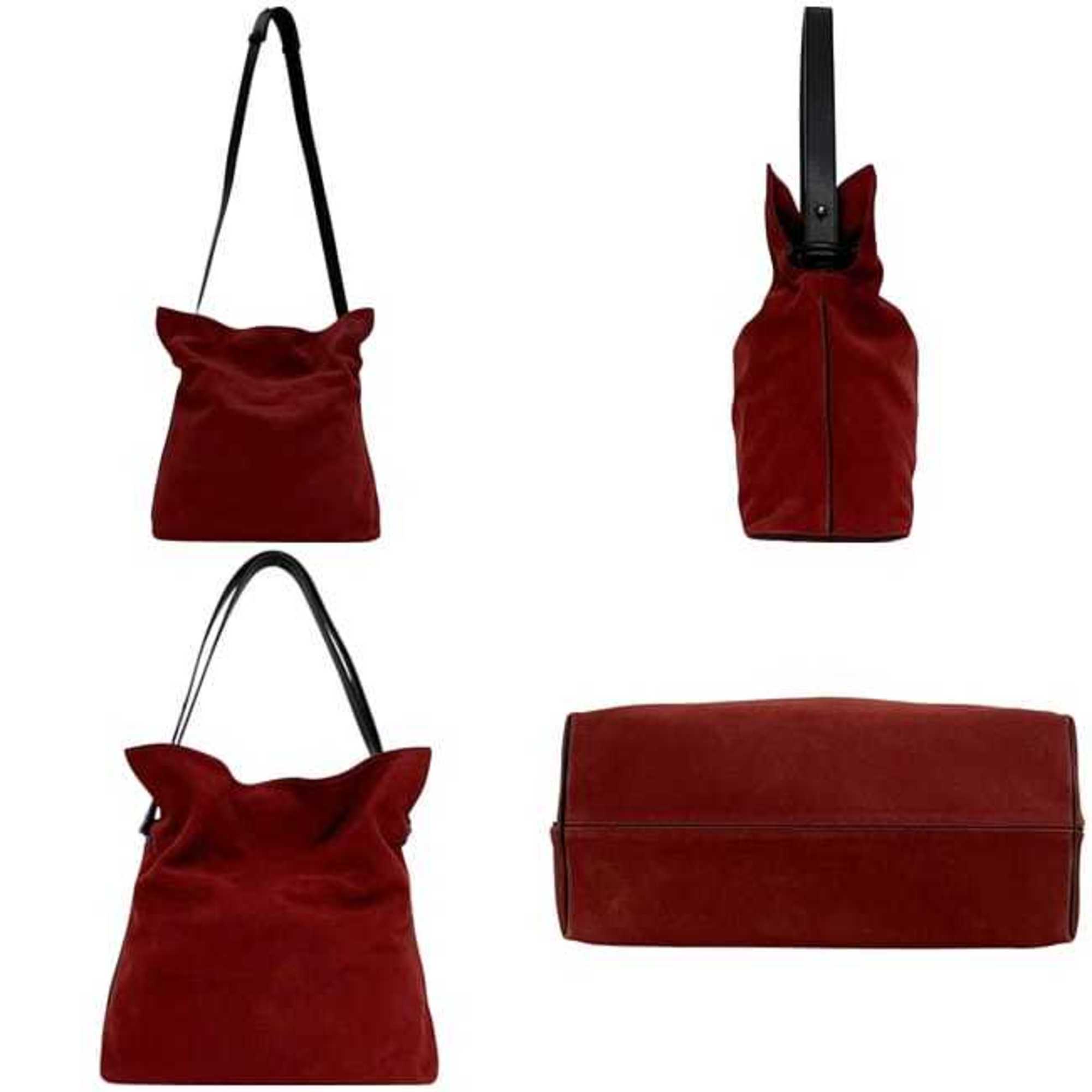 Loewe Red Color Suede Leather Shoulder Bag Tote Bag (Pre-Owned)