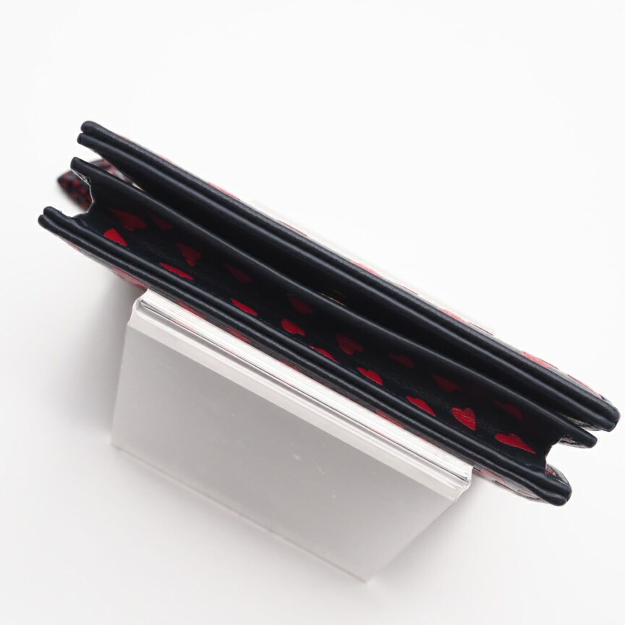 Christian Dior Navy Red Color Leather Wallet (Bi-Fold) (Pre-Owned)